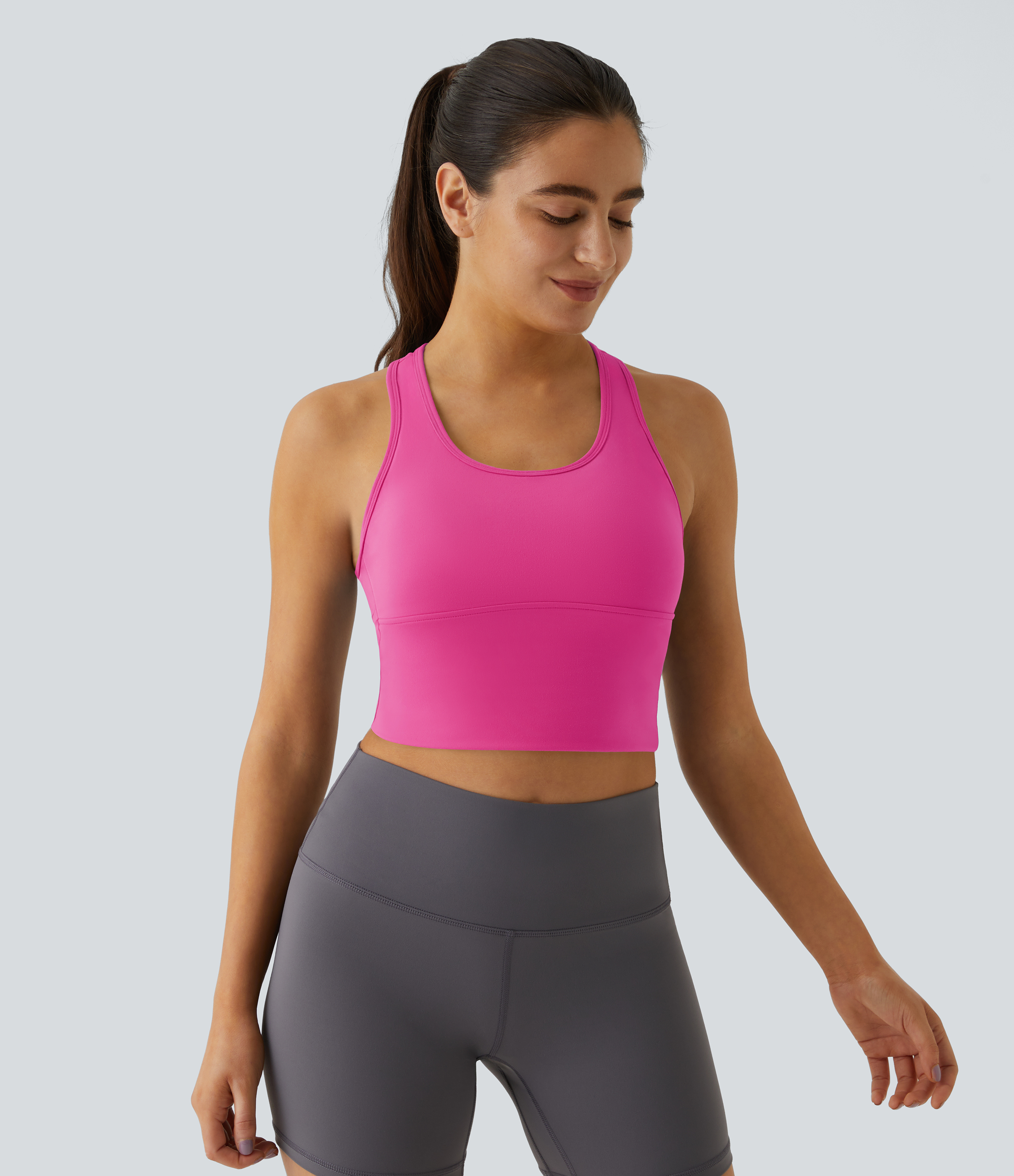 Halara In My Feels Cloudfulв„ў Fabric U Neck Backless Racerback Cut Out Cropped Yoga Tank Top Tank Top - Fuchsia Purple - S golf tops 