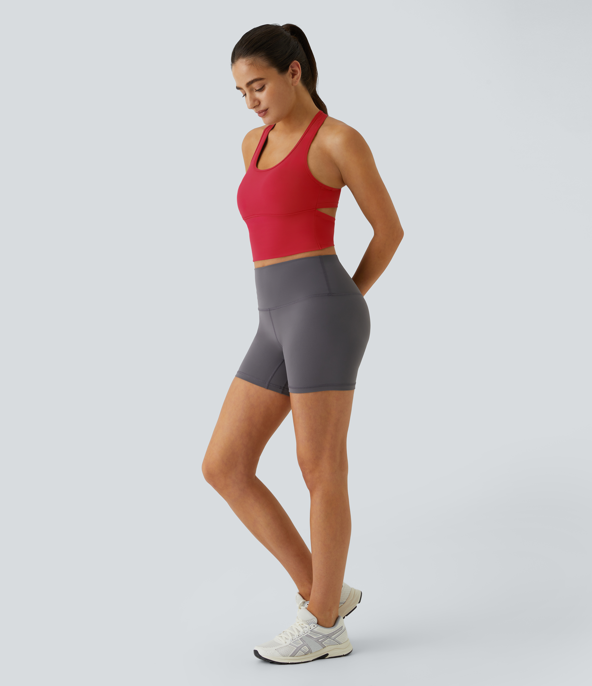 Halara In My Feels Cloudfulв„ў Fabric U Neck Backless Racerback Cut Out Cropped Yoga Tank Top Tank Top - Mars Red - XS golf tops halter top 