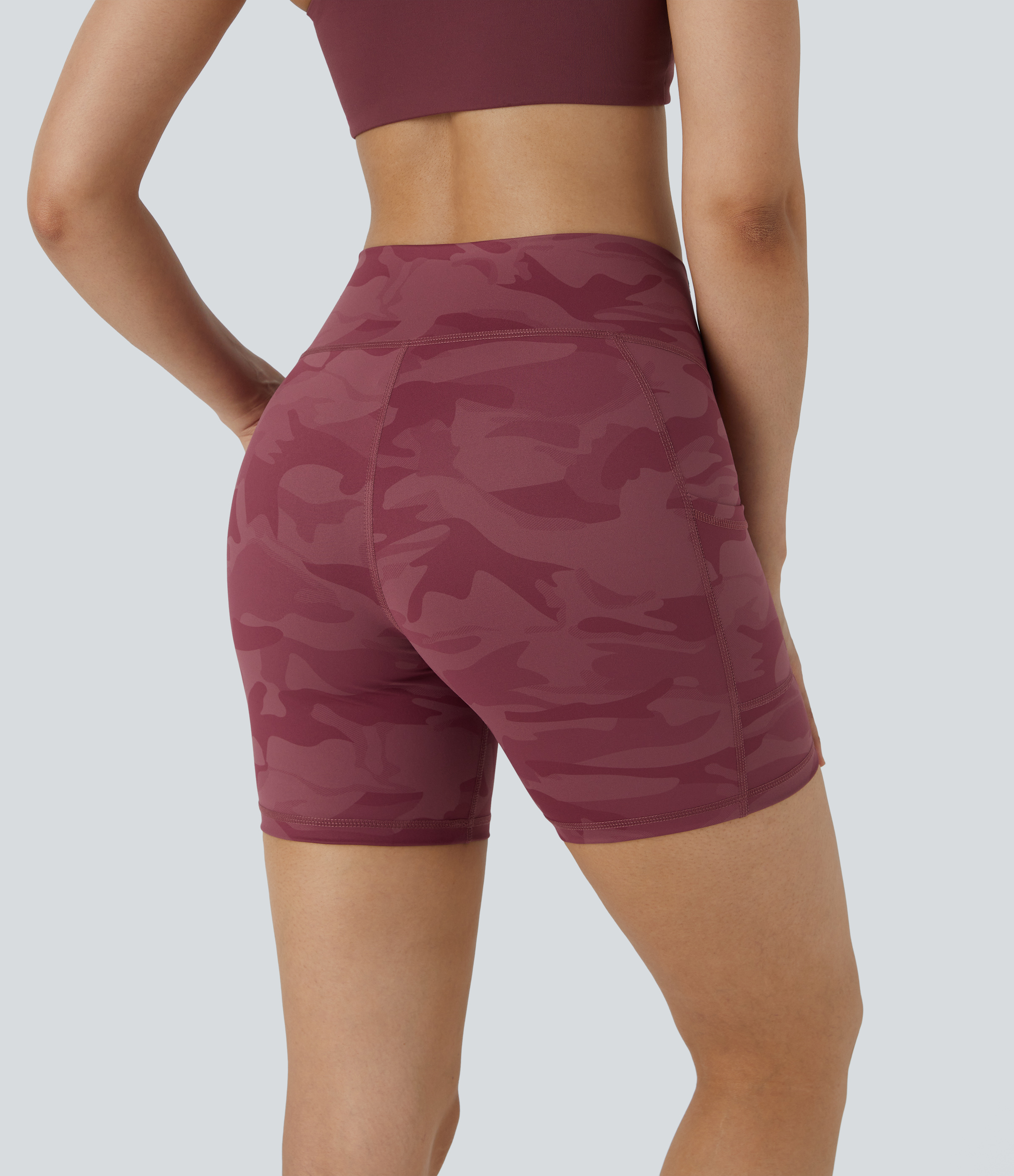 Halara High Waisted Side Pocket Running Biker Shorts  - Merlot Red - S biker shorts women black biker shorts womens biker shorts 