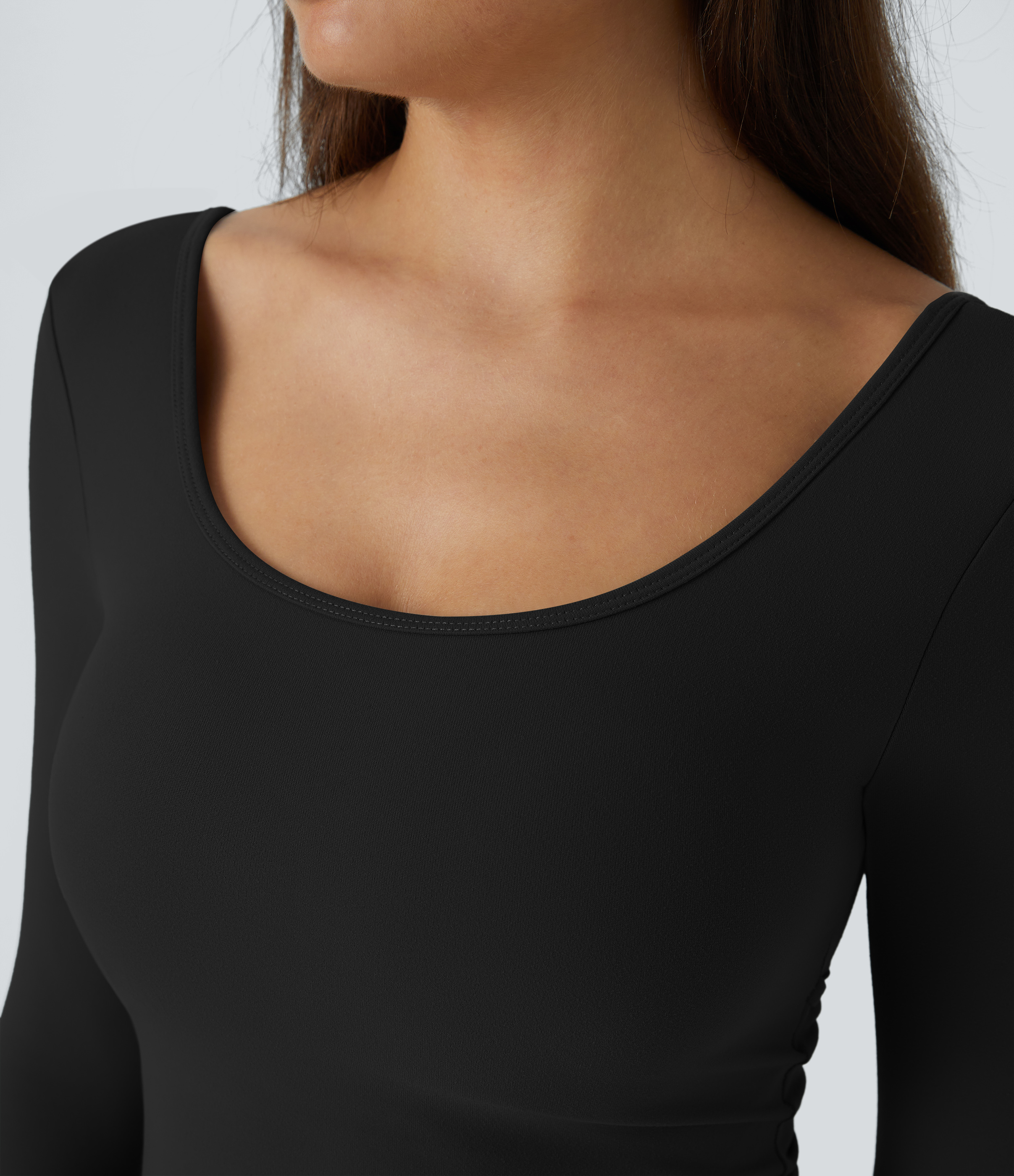 Halara U Neck Backless Crossover Thumb Hole Cropped Yoga Sports Top  - Black - XL 