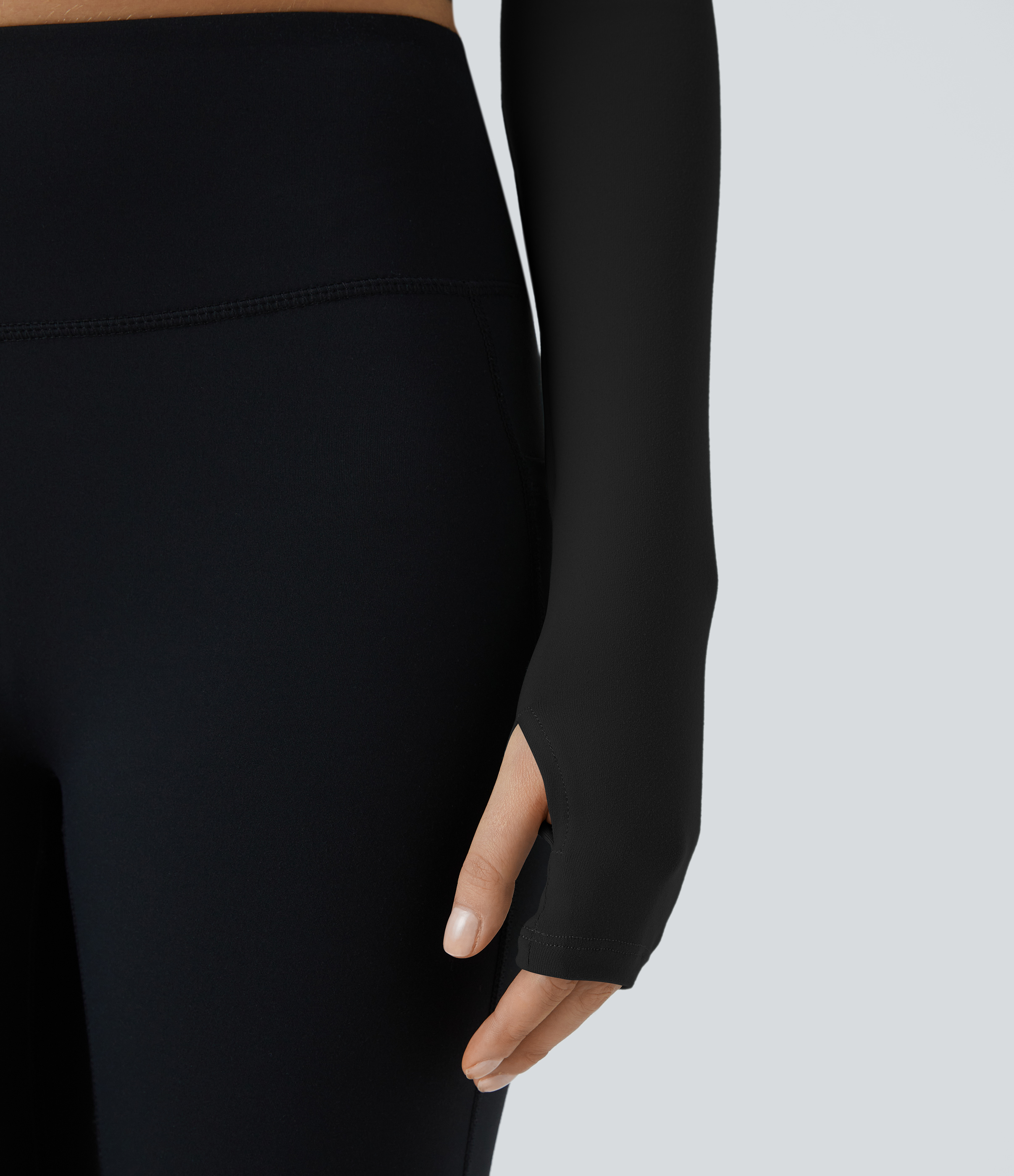 Halara U Neck Backless Crossover Thumb Hole Cropped Yoga Sports Top  - Black - XL 