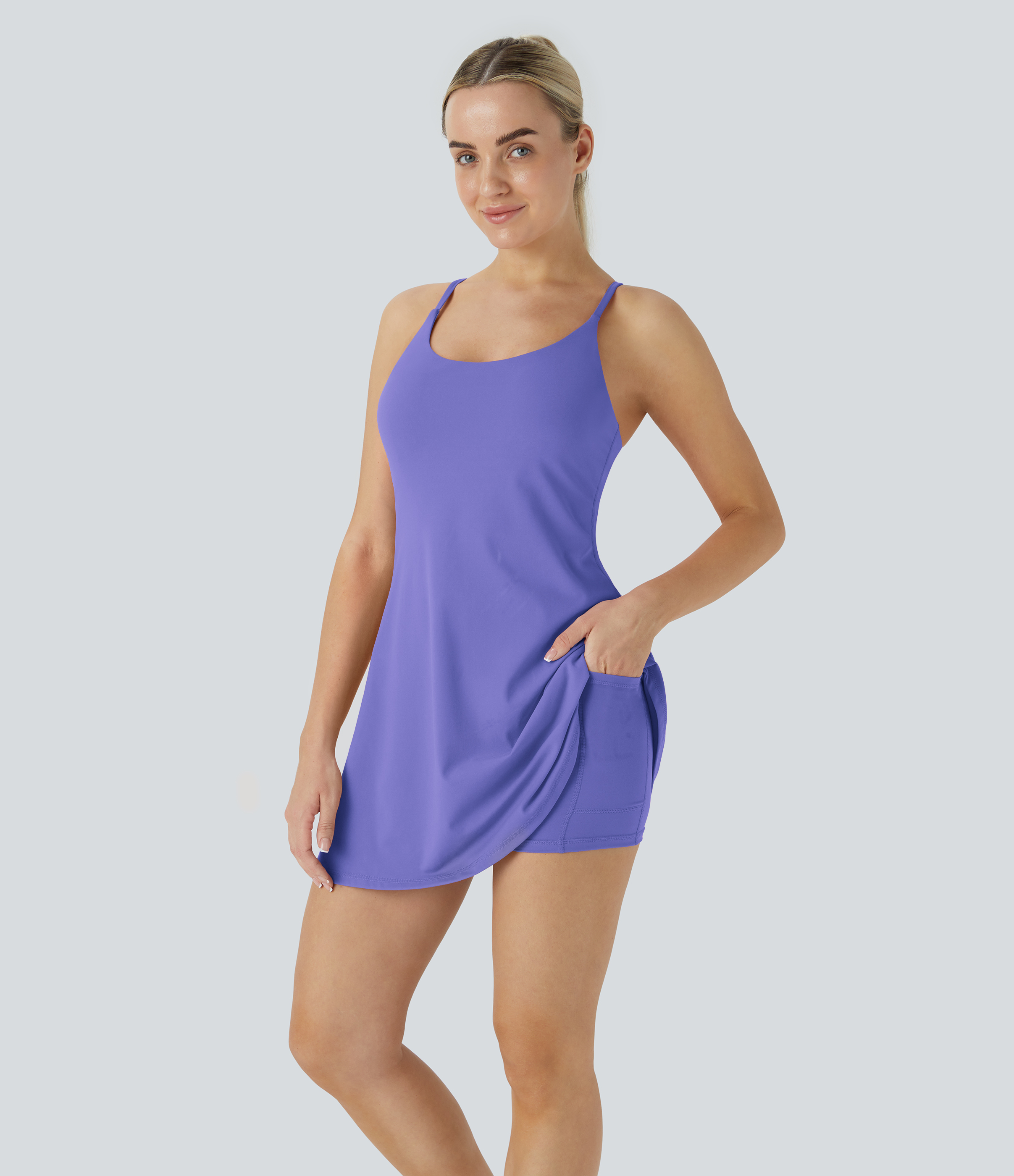 Halara Softlyzeroв„ў Plush Backless Active Dress Workout Dress - Misty Lavender - XS 