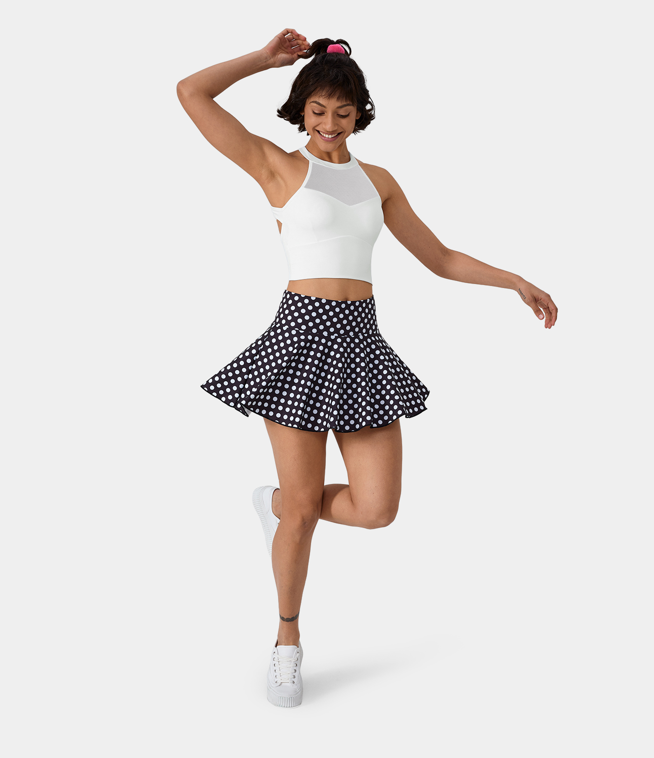 Women's Low Support Halter Neck Contrast Mesh Backless Twisted Sports