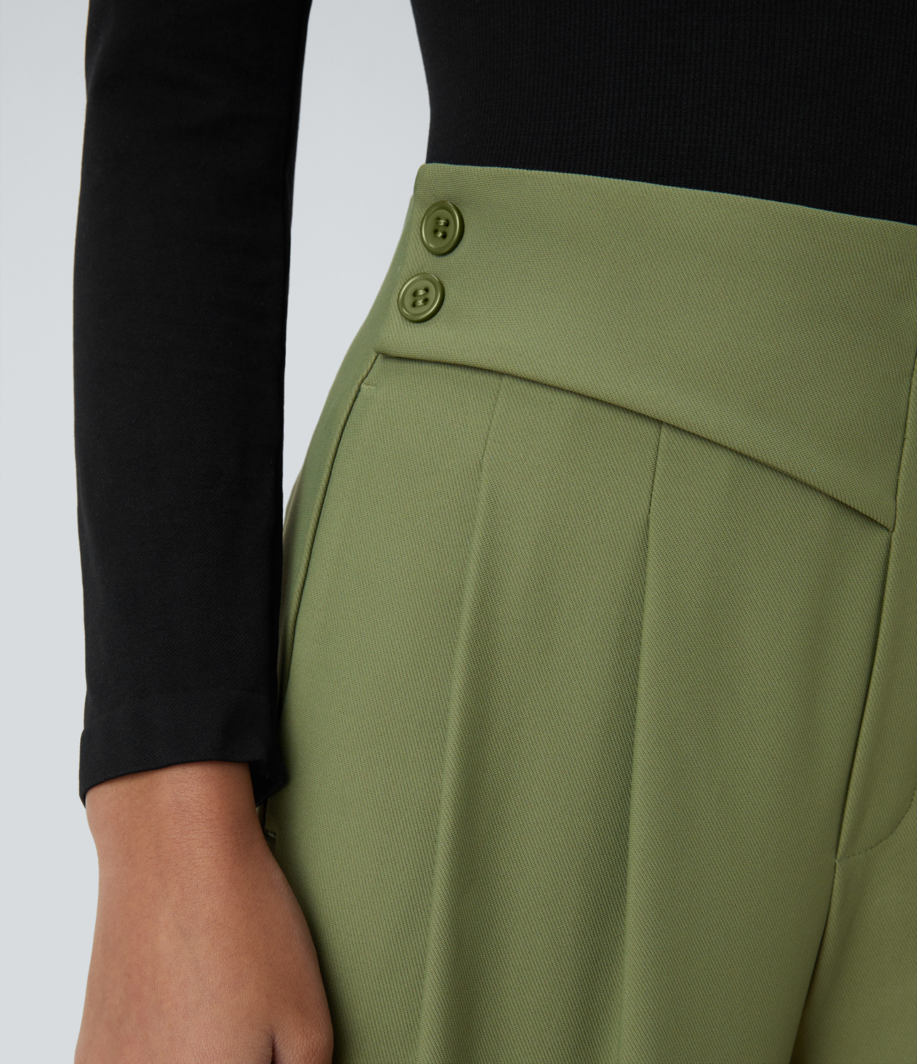 Halara Halara Flexв„ў High Waisted Decorative Button Side Pocket Straight Leg Twill Work Pants  - Calliste Green - XS(regular) sweatpants 