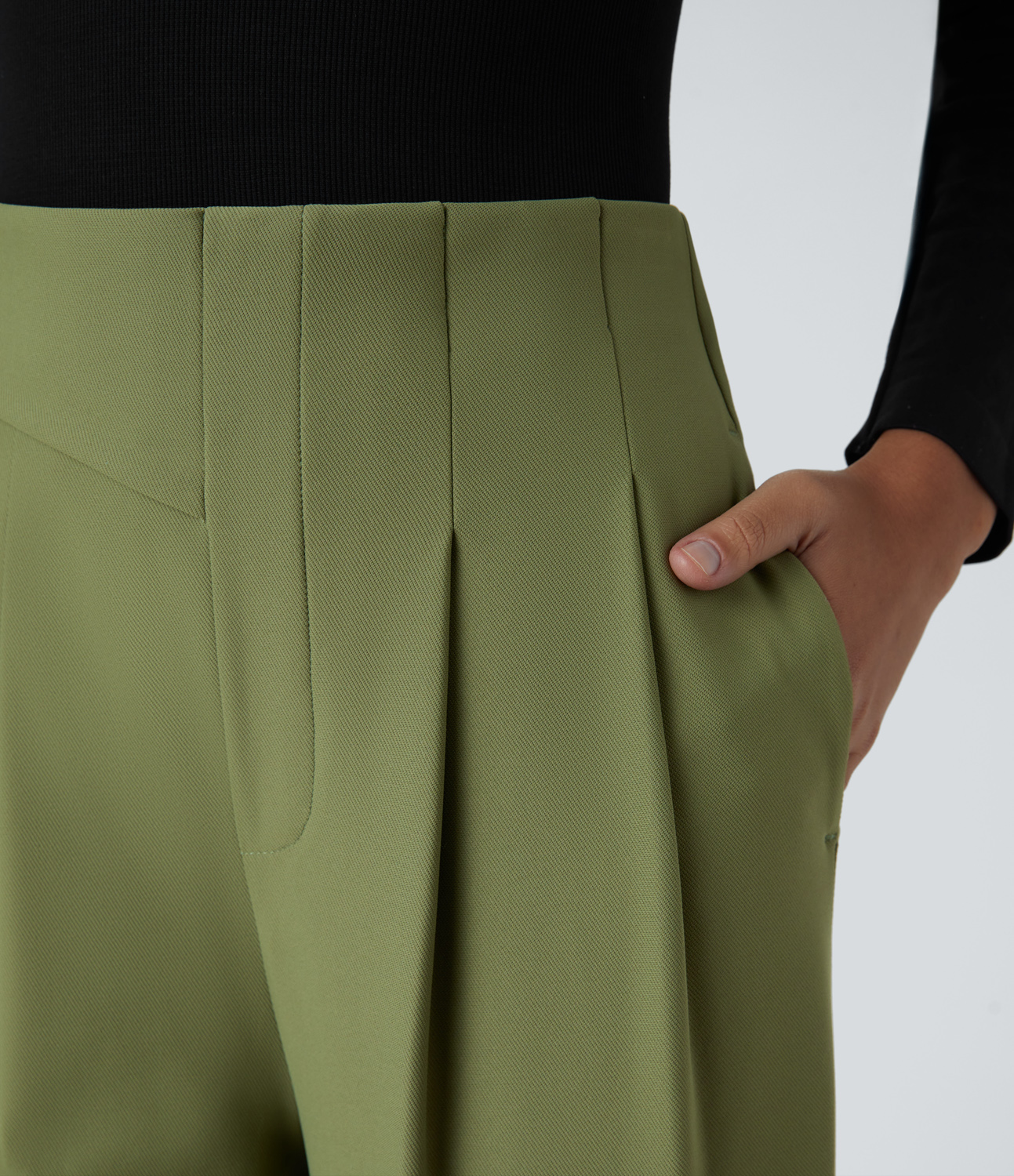 Halara Halara Flexв„ў High Waisted Decorative Button Side Pocket Straight Leg Twill Work Pants  - Calliste Green - XS(regular) sweatpants 