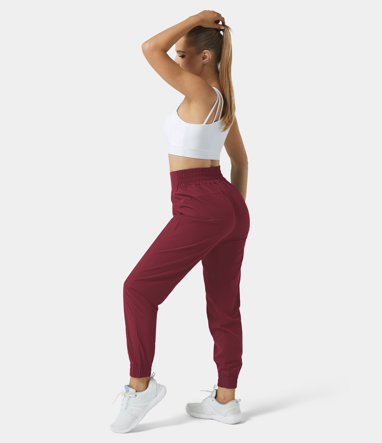 Halara High Waisted Elastic Waistband Hiking Joggers  - Syrah - XL(petite) 
