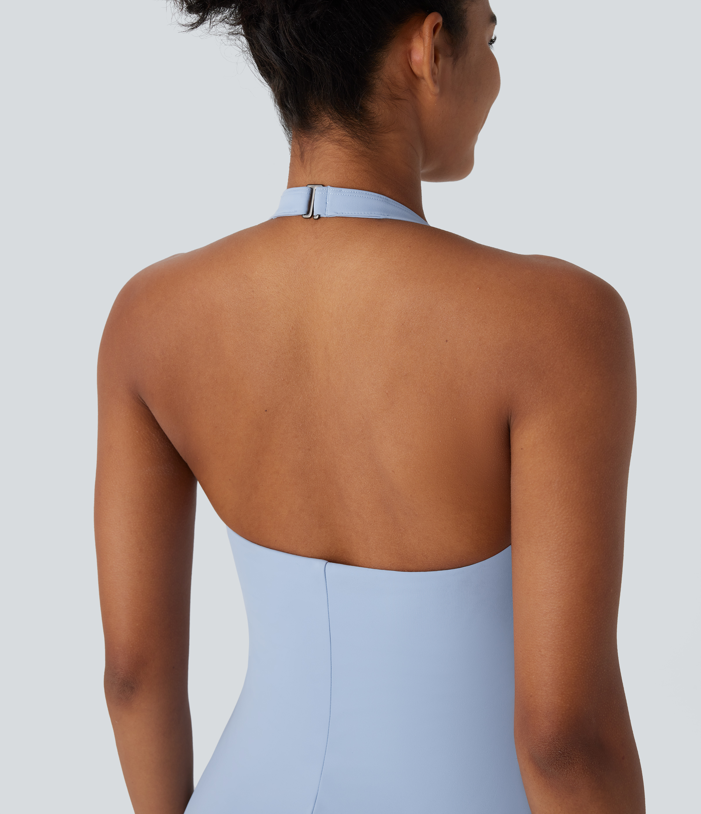 Halara Softlyzeroв„ў Airy Halter Backless 2-in-1 Side Pocket Cool Touch Mini Yoga Active Dress-UPF50+ Workout Dress - Angel Falls - XS 