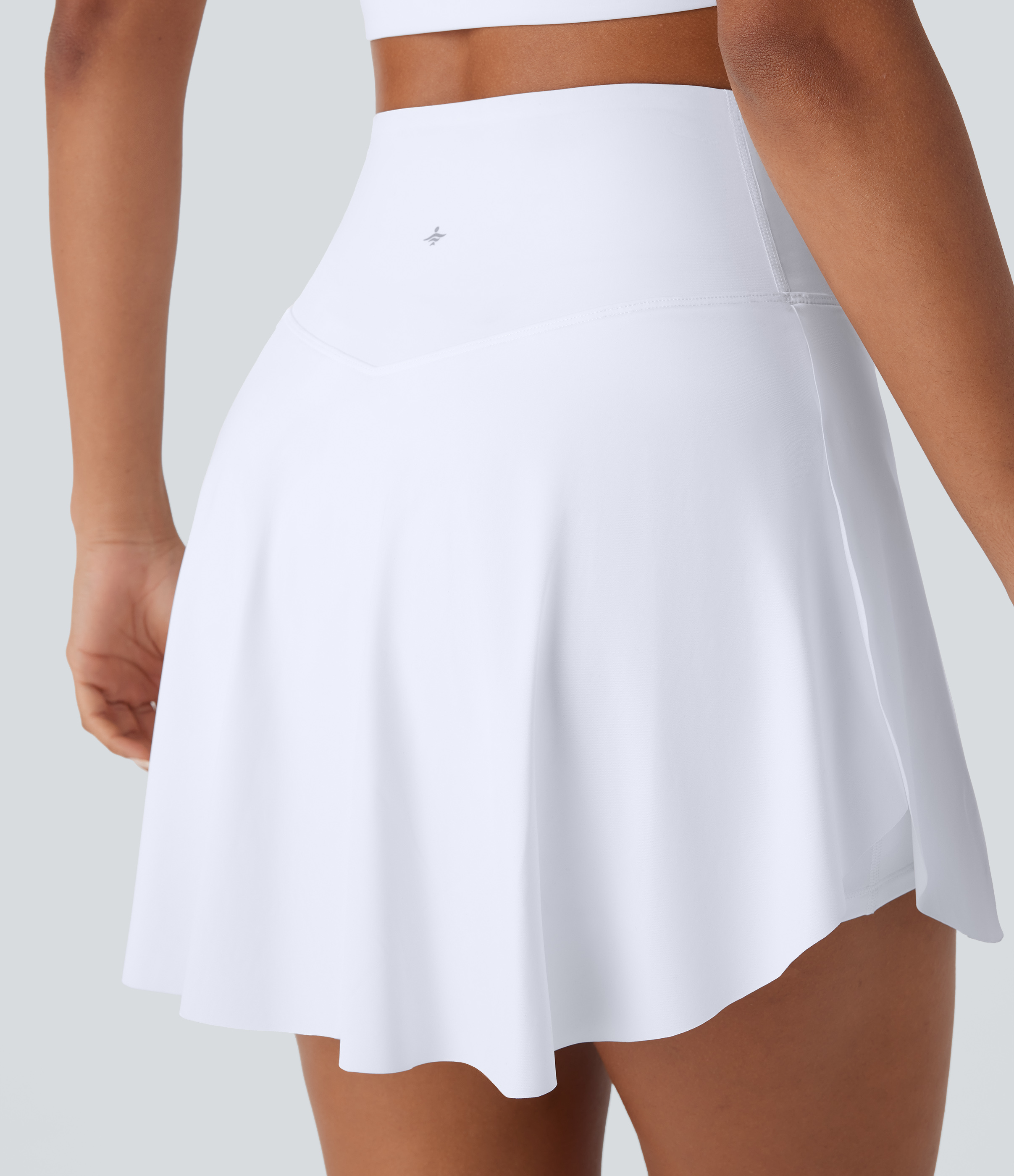 Halara High Waisted Crossover 2-in-1 Side Pocket Quick Dry Mini Resort Skirt  - White - M(regular) midi skirt a line skirt golfing skirt 