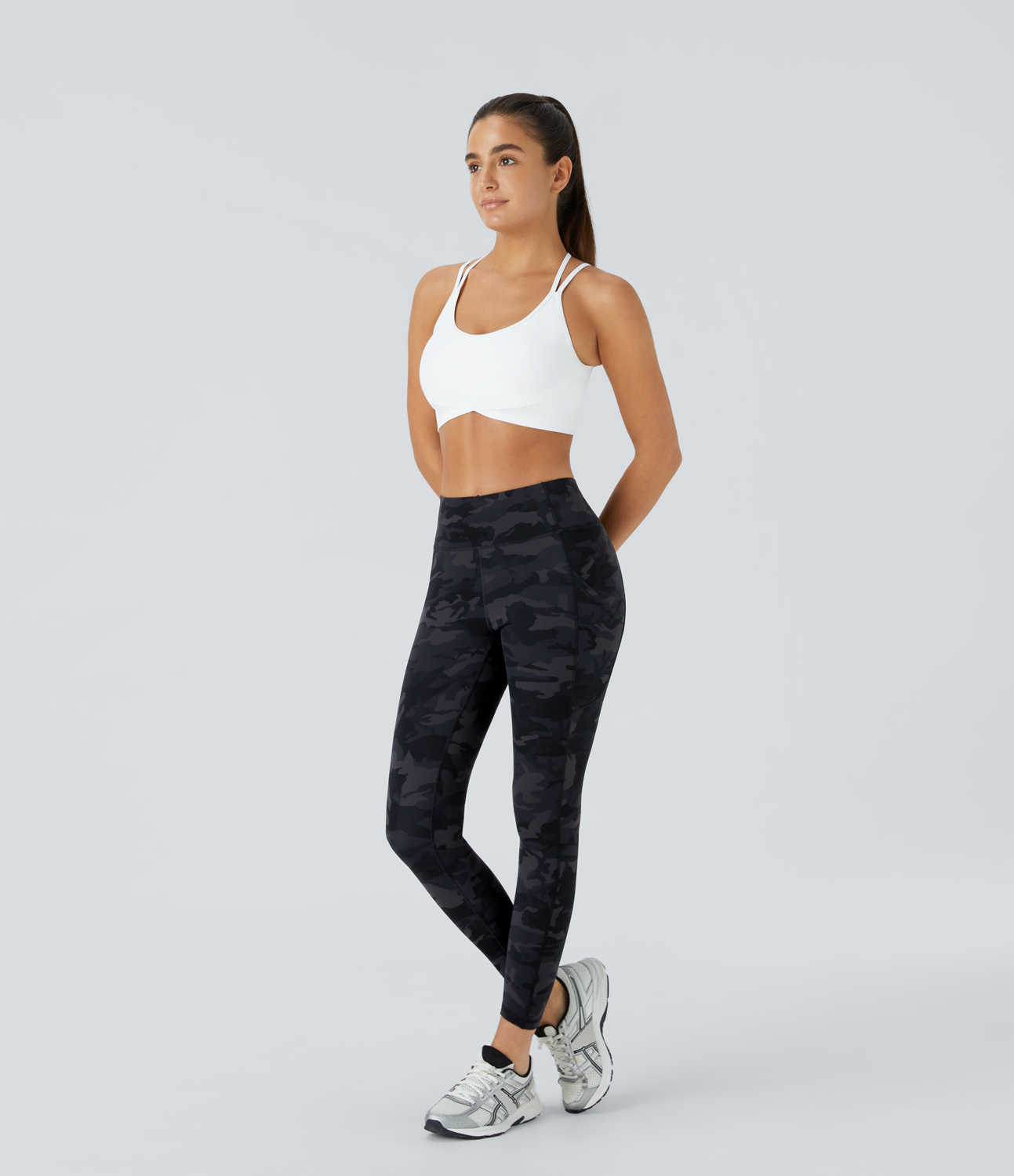 Halara High Waisted Side Pocket 7/8 Leggings  - Black Camo - S gym leggings leggings with pockets leggings with butt lift 