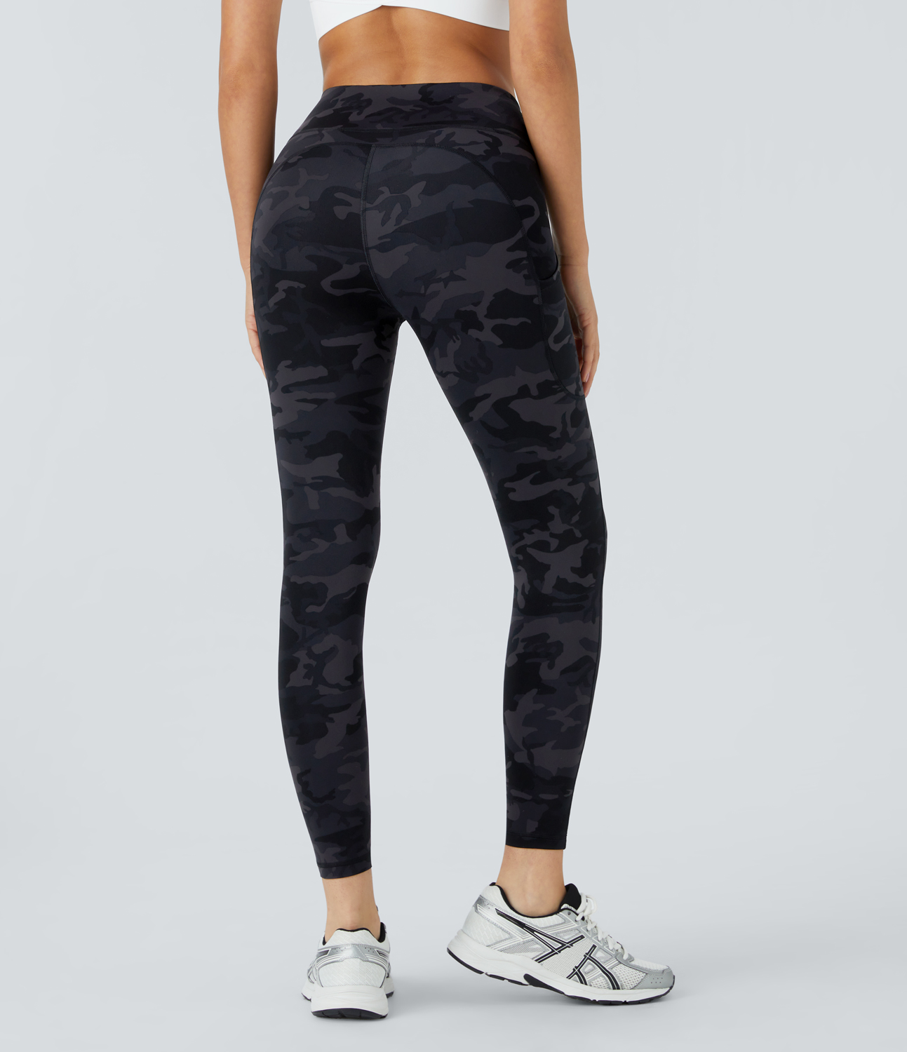Halara High Waisted Side Pocket 7/8 Leggings  - Black Camo - S gym leggings leggings with pockets leggings with butt lift 