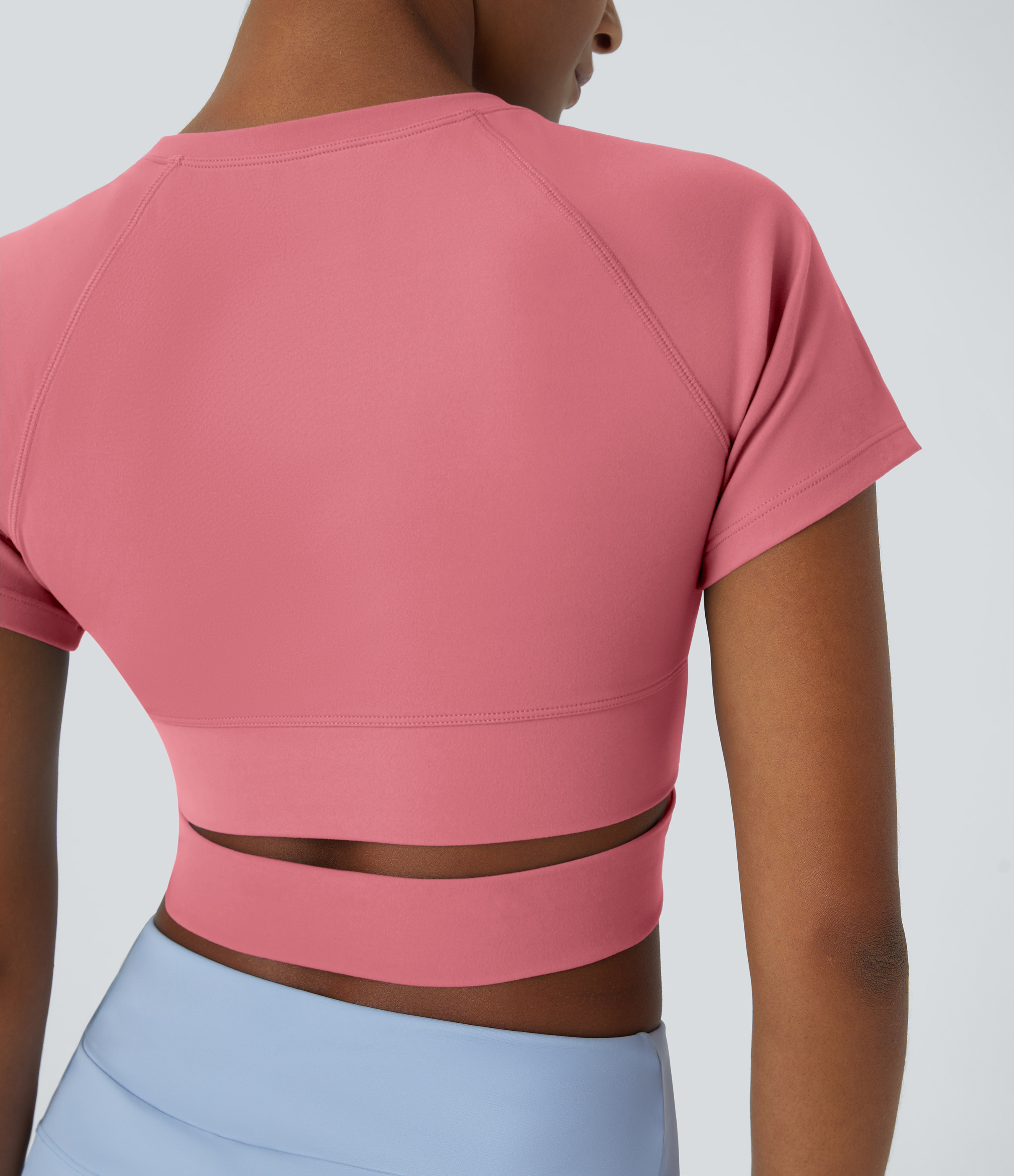 Halara Softlyzeroв„ў Plush Crossover Hem Cut Out Cropped Sports Top  - Begonia Rouge - XL 