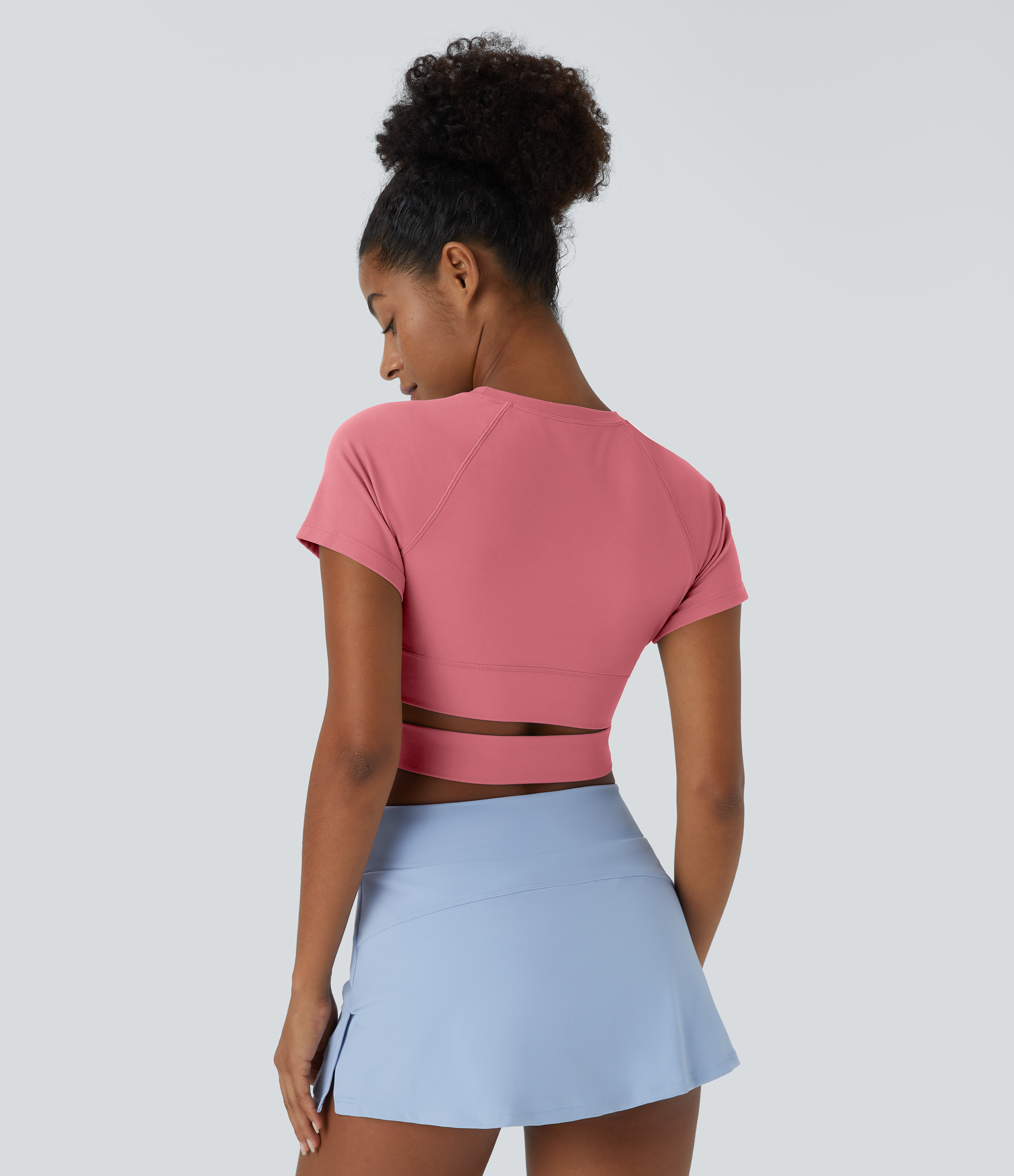 Halara Softlyzeroв„ў Plush Crossover Hem Cut Out Cropped Sports Top  - Begonia Rouge - XL 