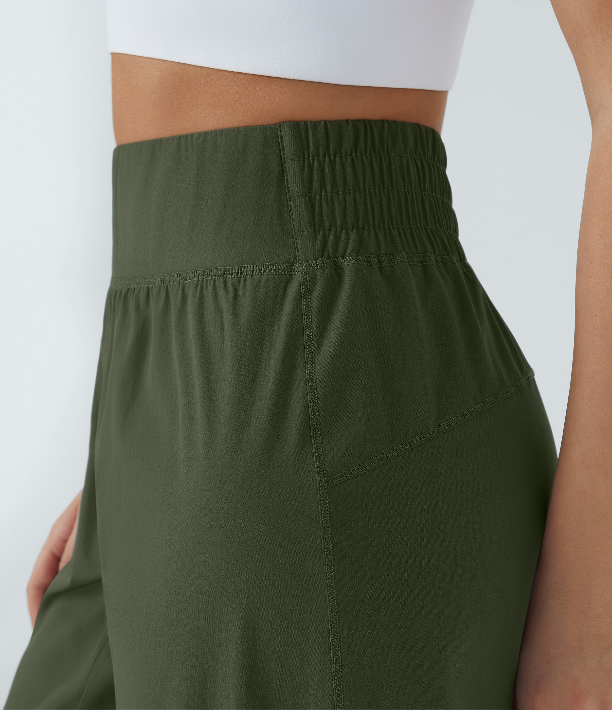 Halara High Waisted Elastic Waistband Casual Joggers  - Icy Bamboo Green - M(petite) 