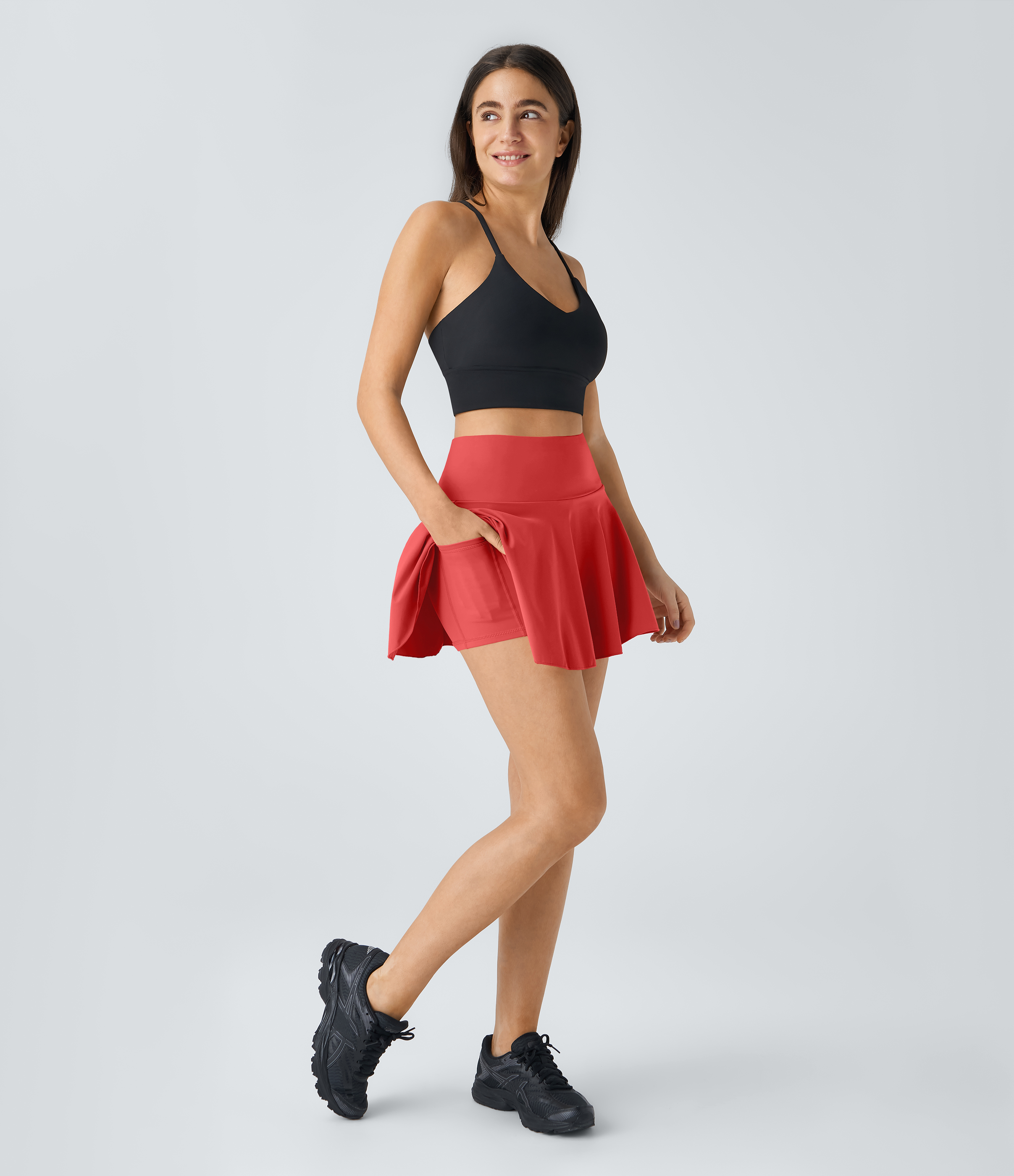 Halara Everyday Cloudfulв„ў Air Fabric 2-in-1 Cool Touch Tennis Skirt-Marvelous  - Poinsettia - M midi skirt a line skirt golfing skirt 