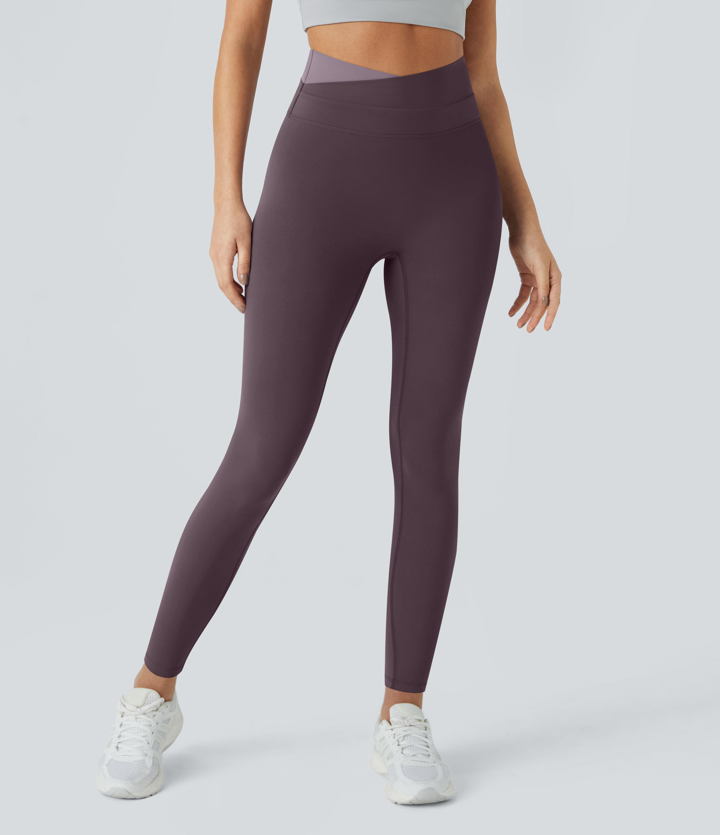 Halara Cloudfulв„ў Fabric 3.0 Crossover Color Block Leggings  - Dusky Evening purple - XS(7/8) gym leggings leggings with pockets 