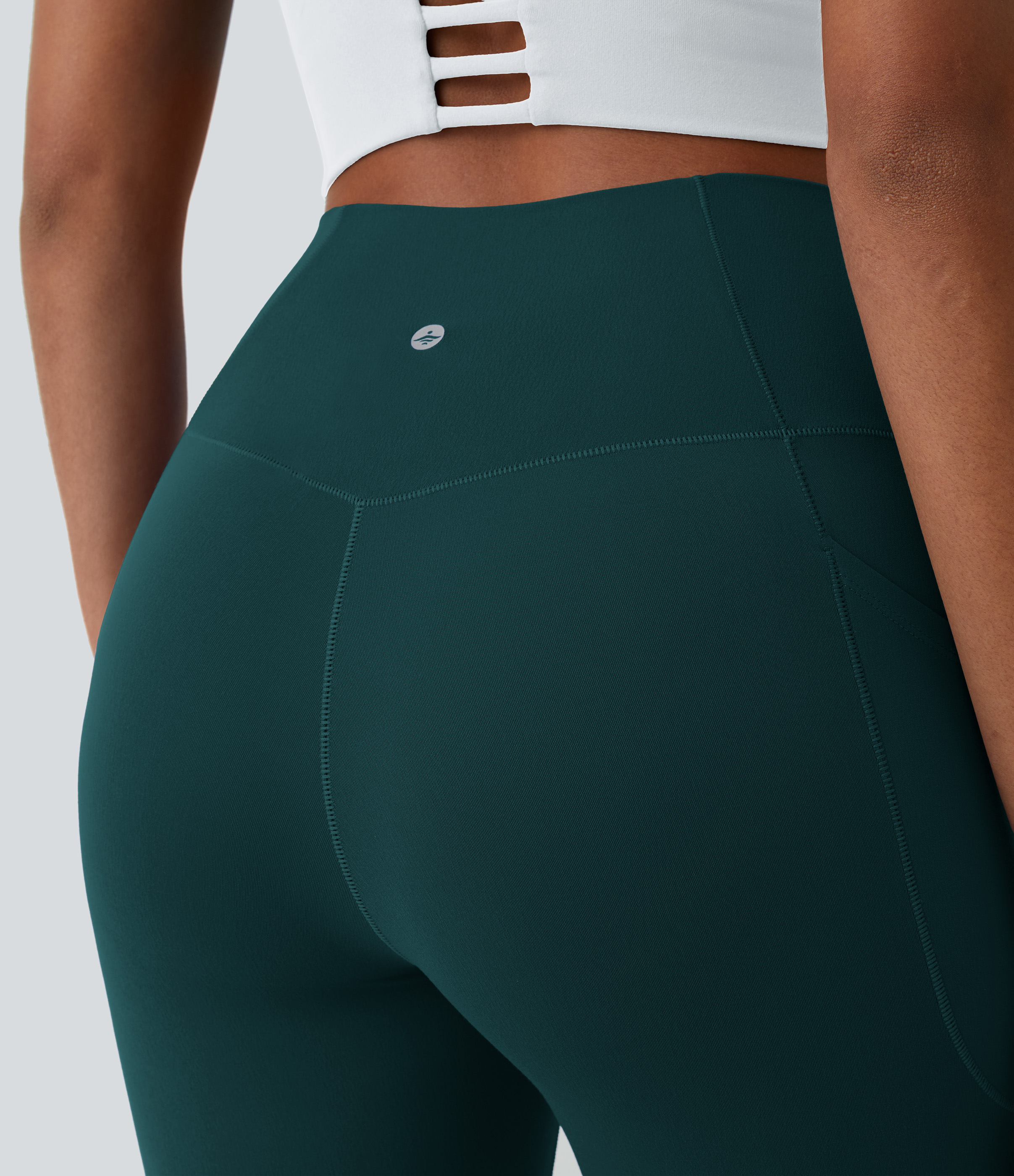 Halara Softlyzeroв„ў Crossover Pocket Plain Leggings-UPF50+  - Viridian - S(7/8) gym leggings leggings with pockets leggings with butt lift 