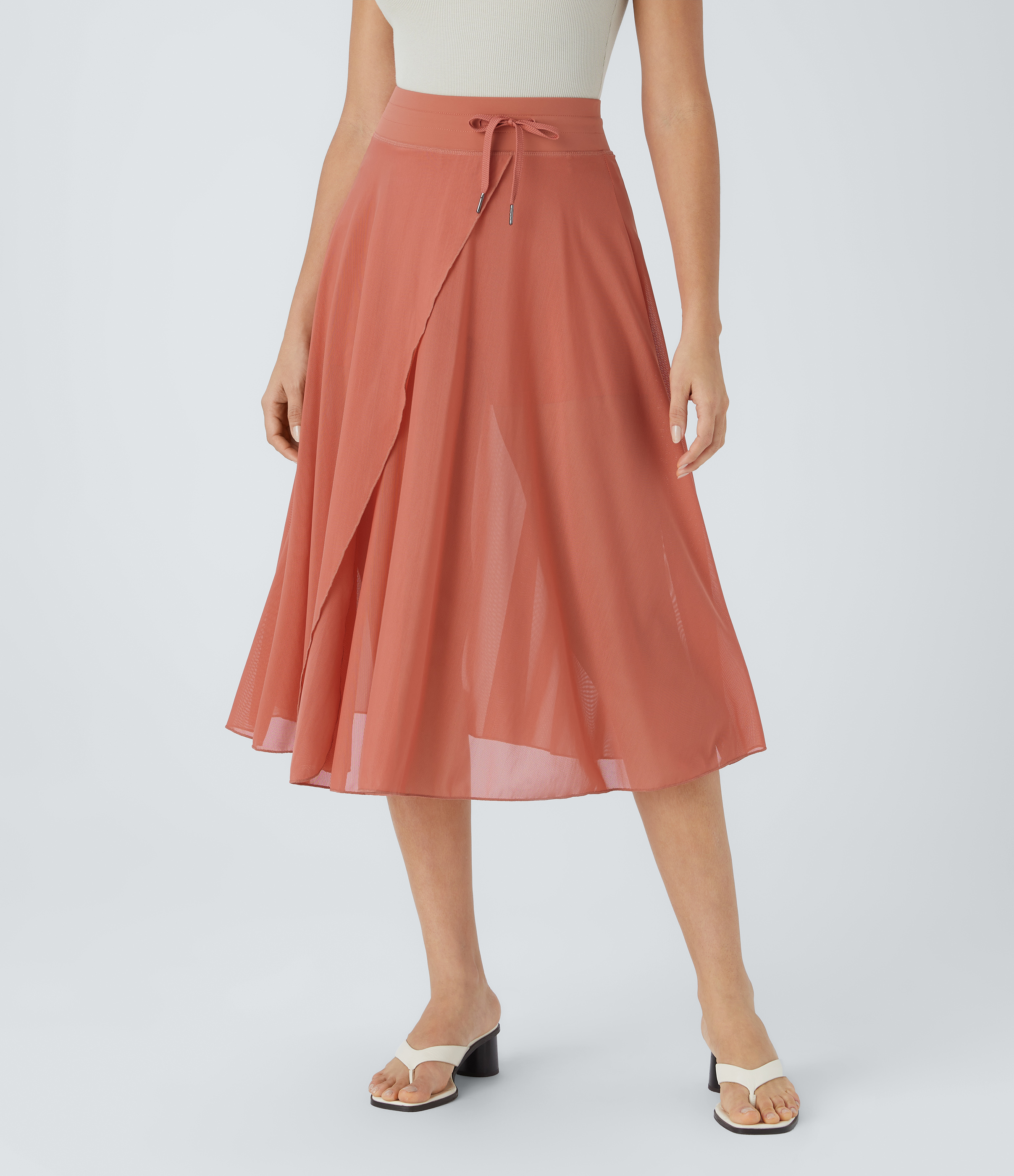 スカート MAYC Contrast Panel Mesh Pleated Skirt maxi skirt with contrast waistband Black / Gray For Women | Maje