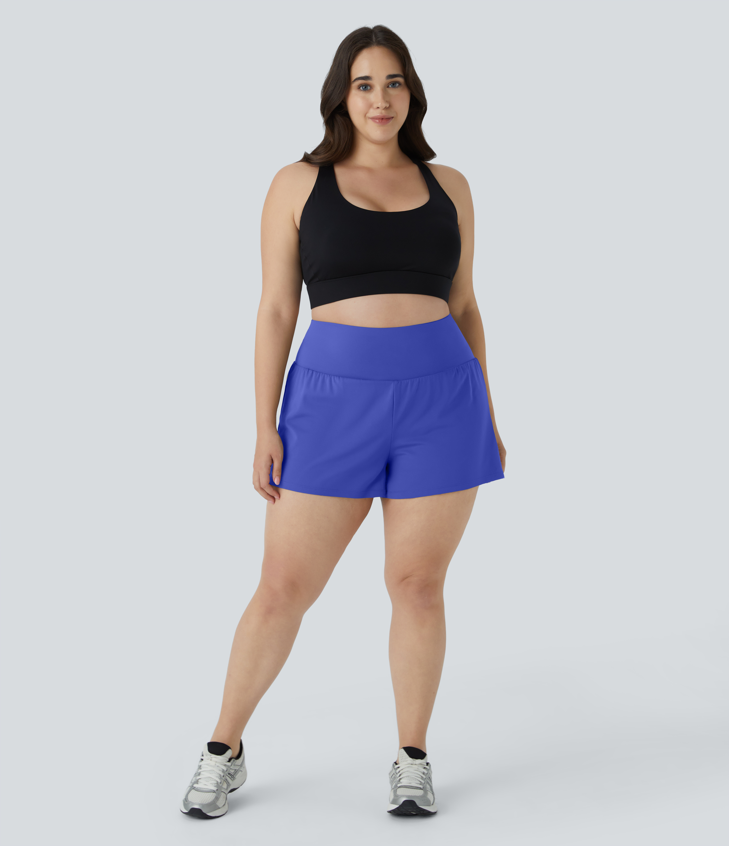Halara Back Pocket Plus Side Hidden Pocket 2-in-1 Gym Plus Size Shorts 3.5``  - Aster Blue - 4X 