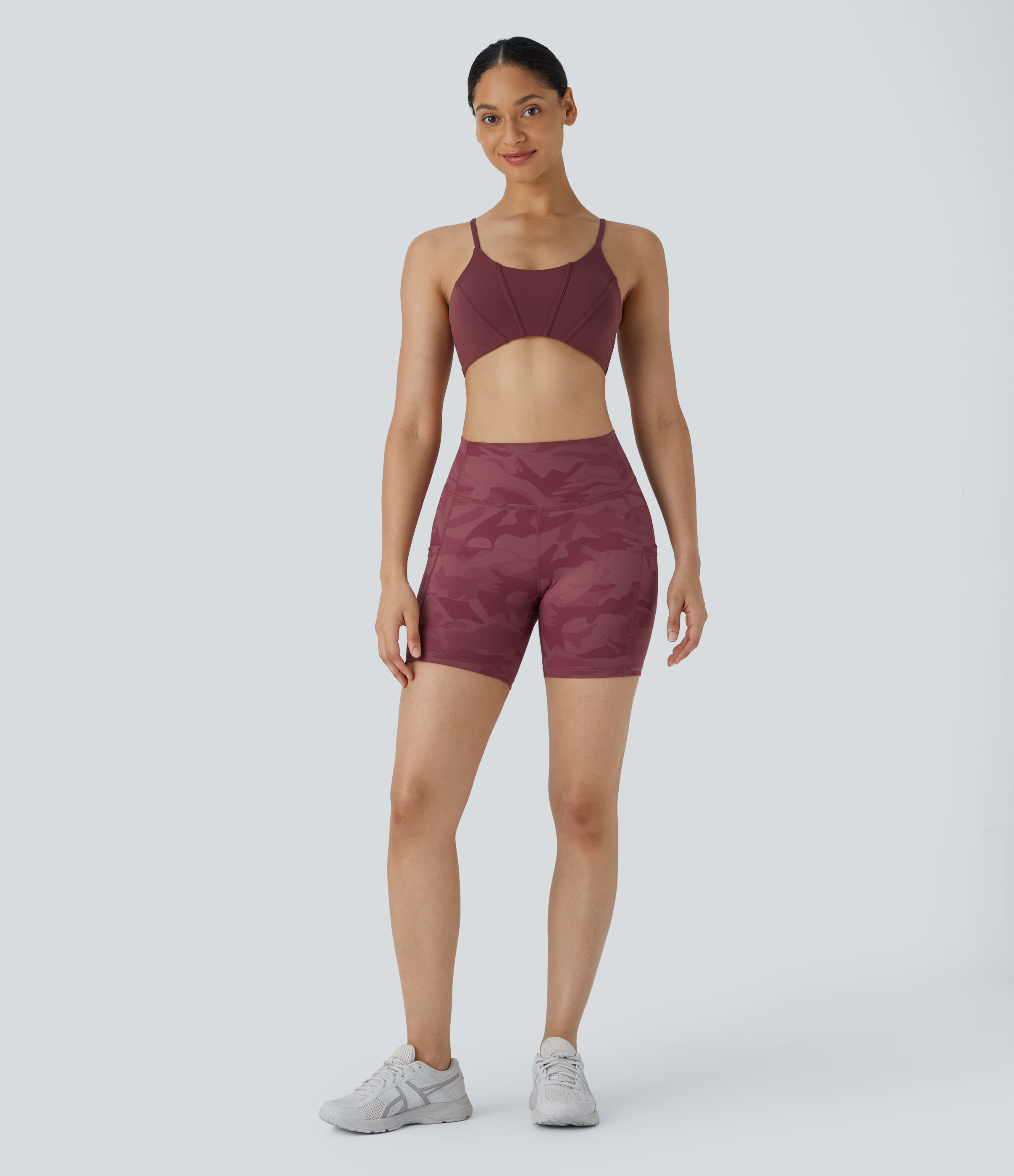 Halara High Waisted Side Pocket Running Biker Shorts  - Merlot Red - S biker shorts women black biker shorts womens biker shorts 