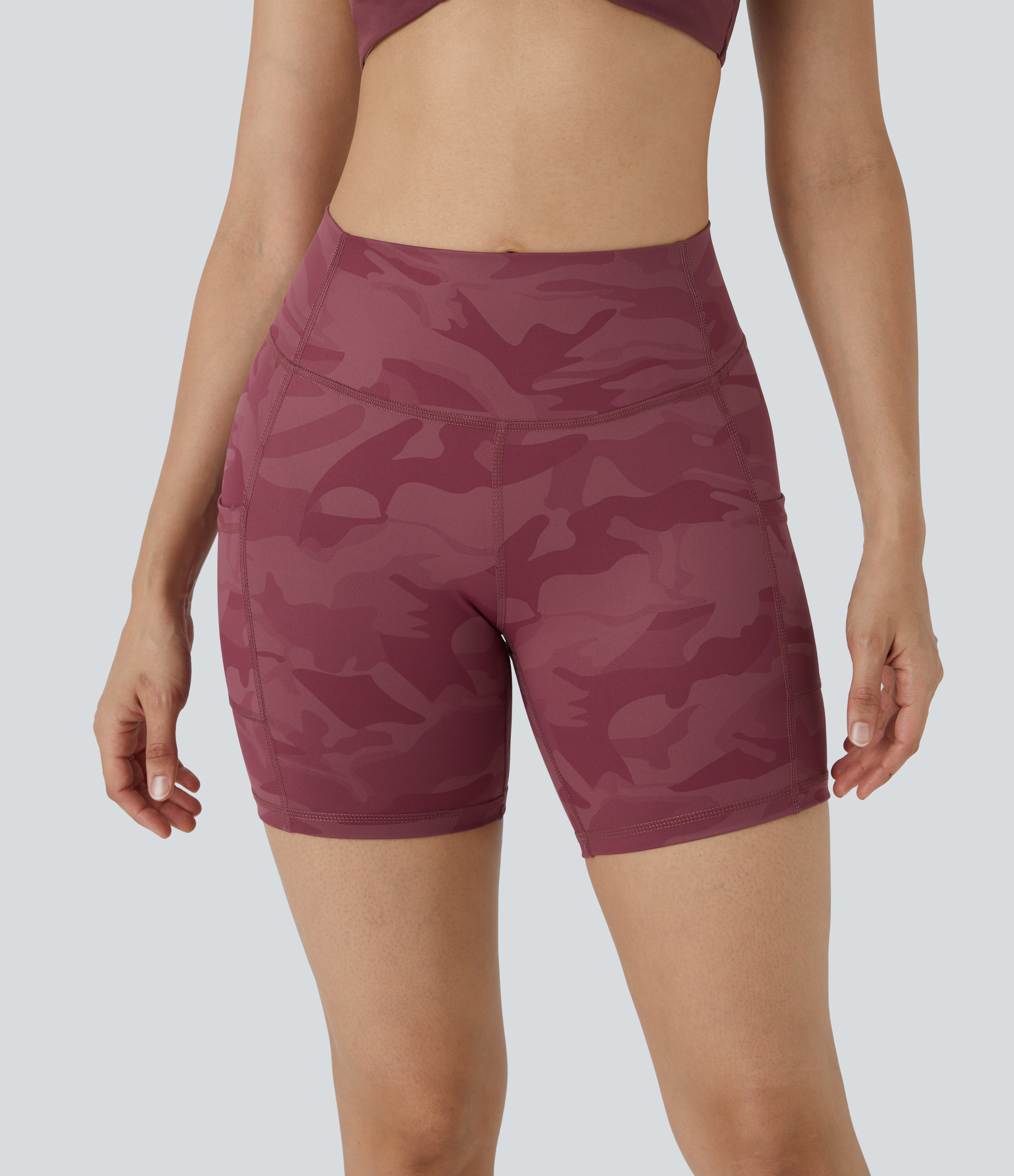 Halara High Waisted Side Pocket Running Biker Shorts  - Merlot Red - S biker shorts women black biker shorts womens biker shorts 