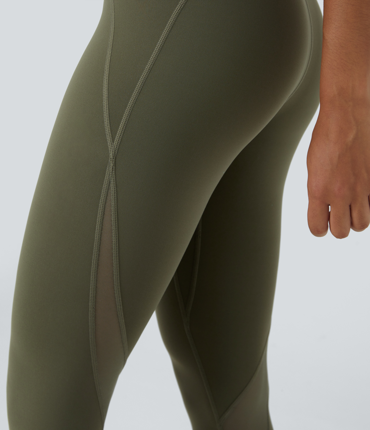 Halara SpeedWaveв„ў High Waisted Back Zip Pocket Contrast Mesh Quick Dry 7/8 Workout Leggings  - Grass Grey Green - XS(7/8) gym leggings 