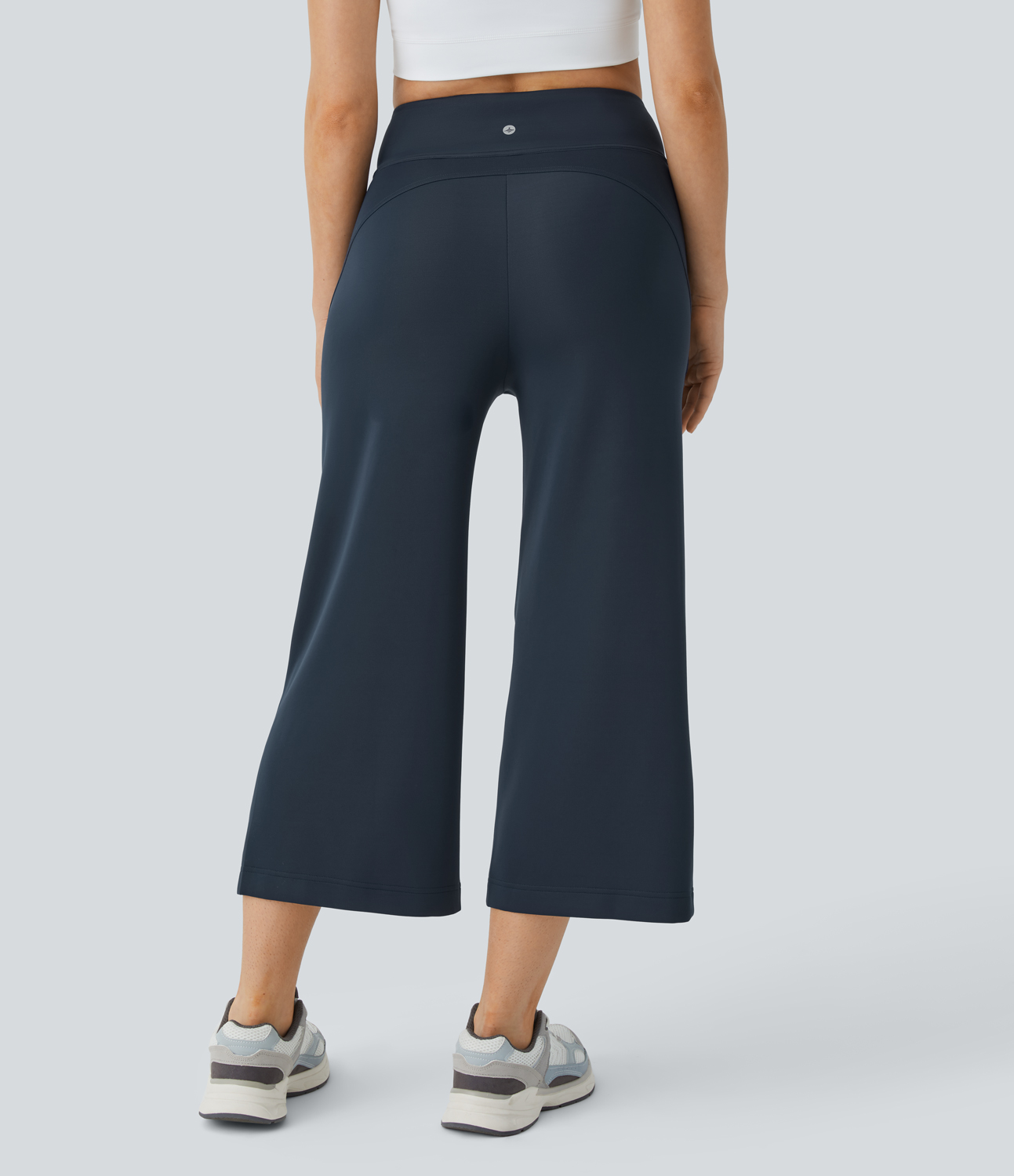 Halara High Waisted Side Pocket Split Wide Leg Capri Yoga Pants  - Blue Nights - XL(regular) 