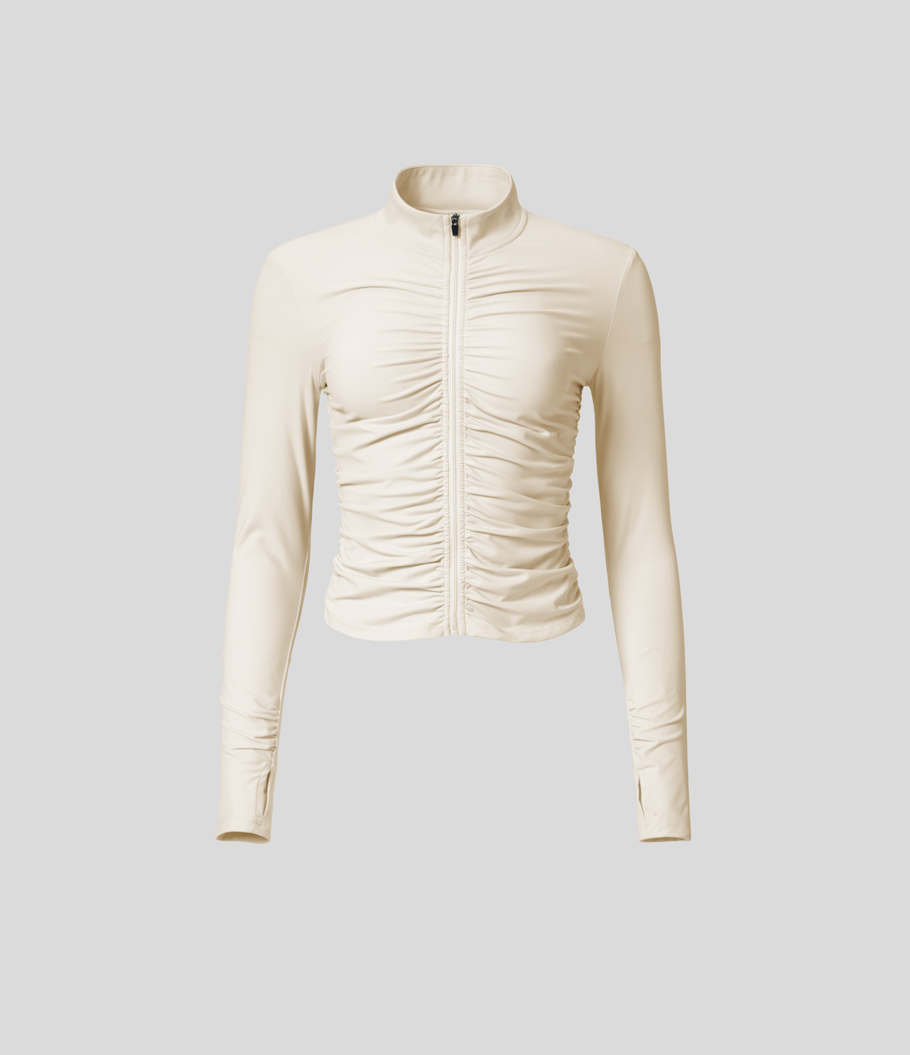 

Halara Softlyzeroв„ў Plush Stand Collar Thumb Hole Ruched Zipper Slim Yoga Jacket - Solitary Star