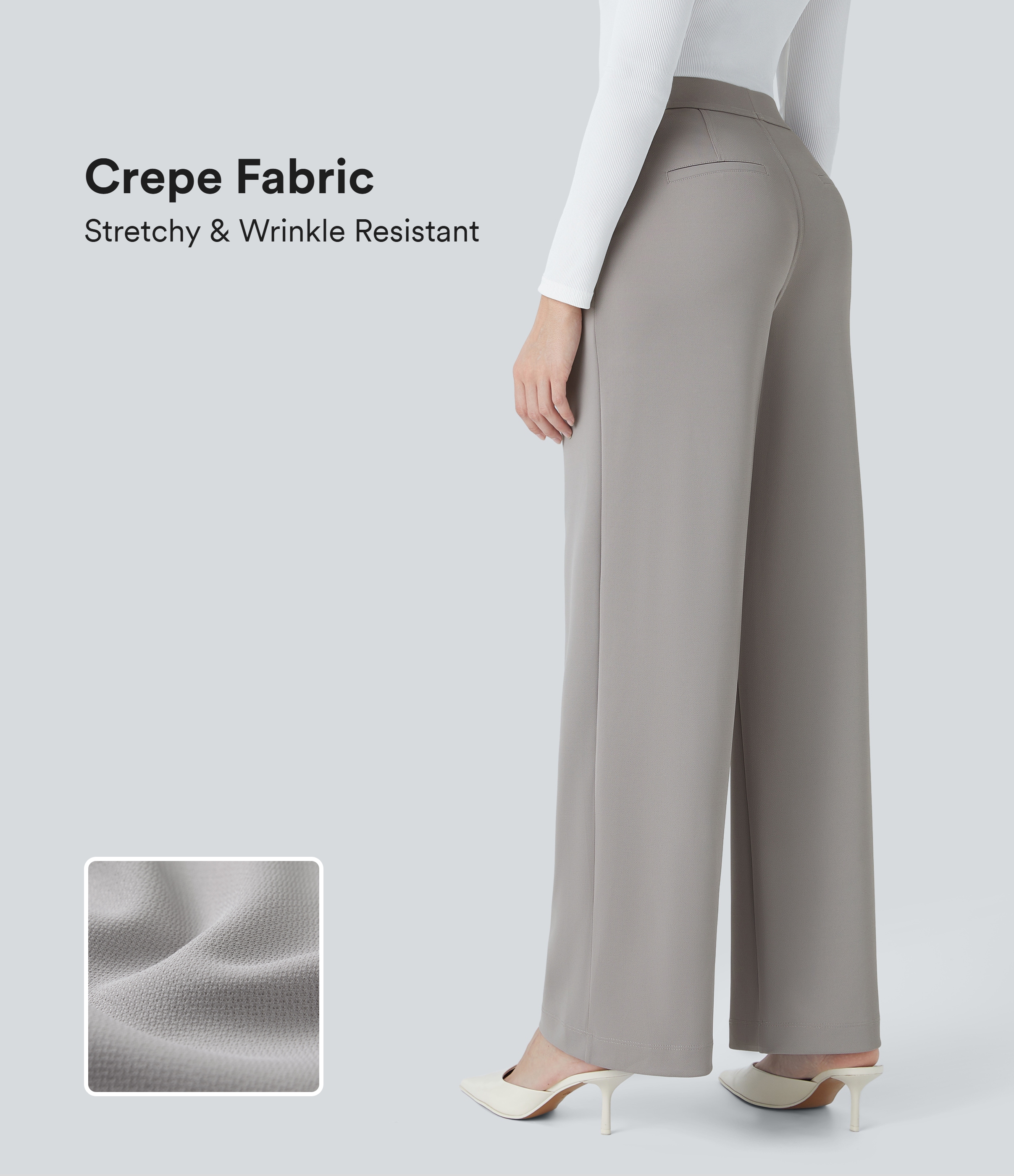 Halara HalaraFlexв„ў High Waisted Plicated Side Pocket Straight Leg Crepe Work Pants  - Paloma - S(regular) 