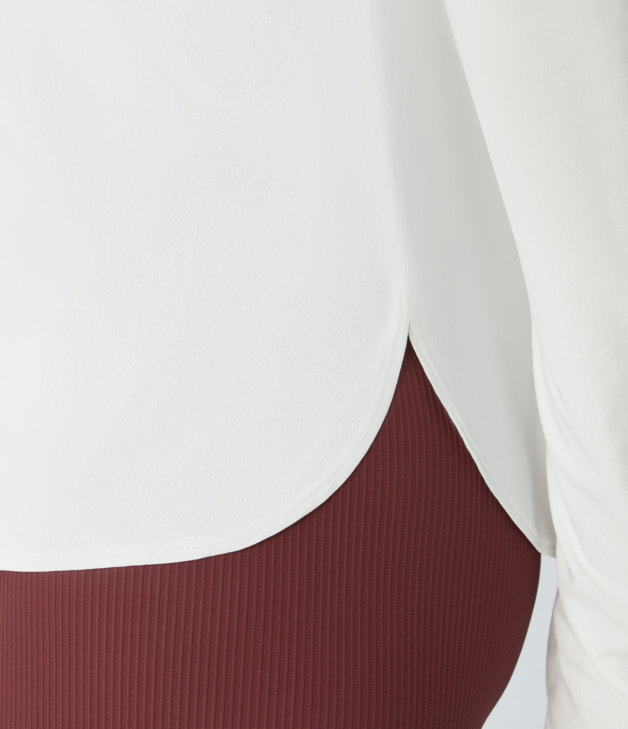 Halara Round Neck Raglan Sleeve Thumb Hole Curved Split Hem Hiking Sports Top  - White - L 