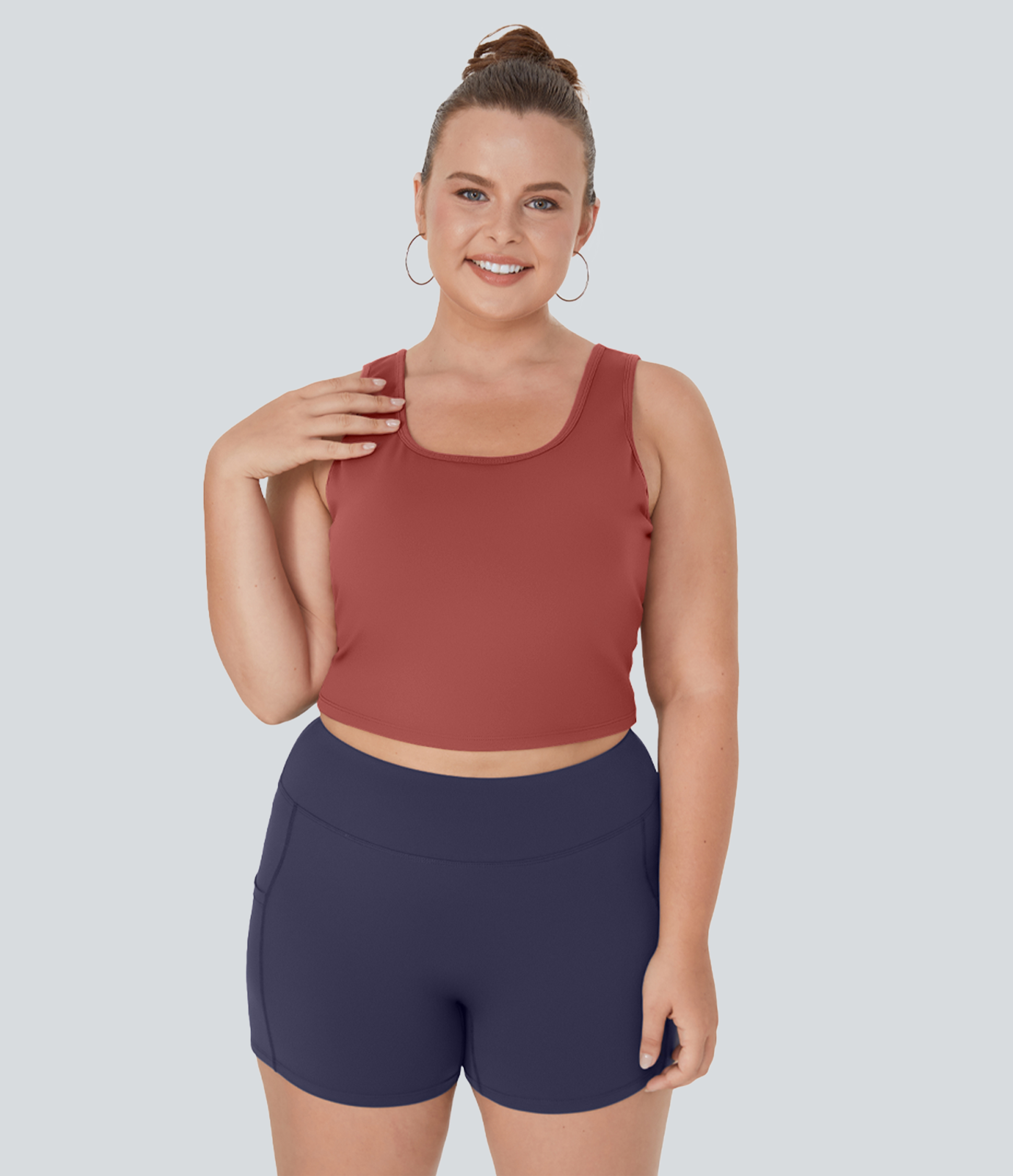 Marsala Camiseta danza ballet barre sin mangas cuello en U sin espalda cruzada talla plus / 2