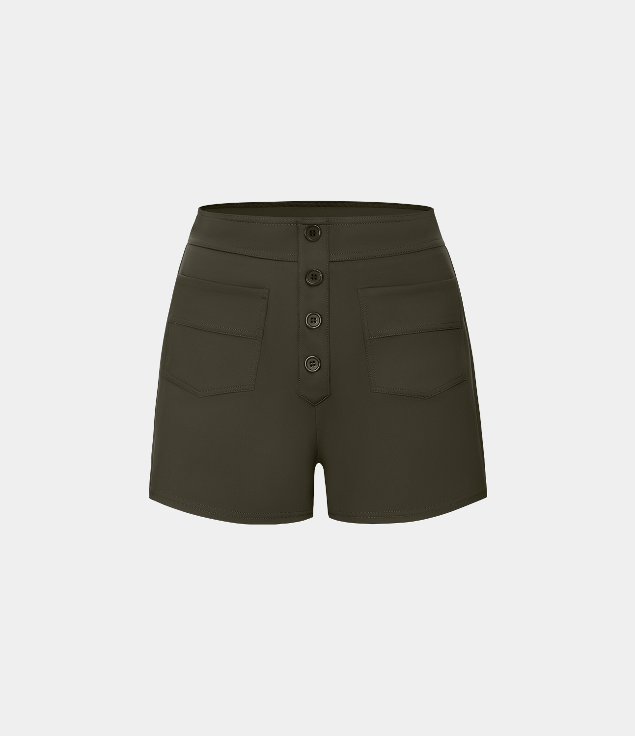 Halara High Waisted Button Multiple Pockets Casual Shorts 2.5``  - Forest Night - S 
