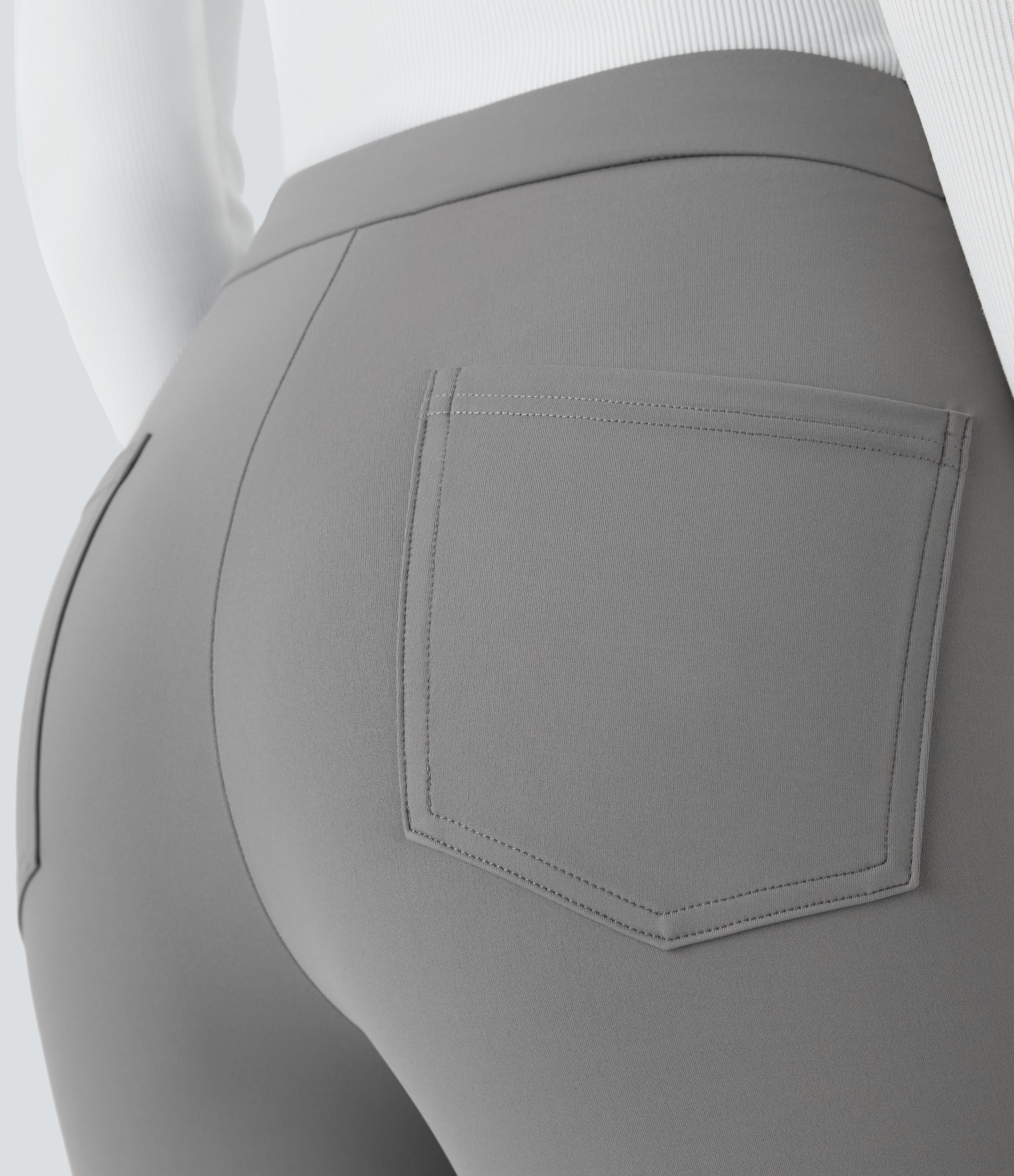 Halara HaloTek Airв„ў V Shaped High Waisted Decorative Button Back Pocket Slight Flare Work Pants  - Silent Storm - XL(regular) sweatpants 