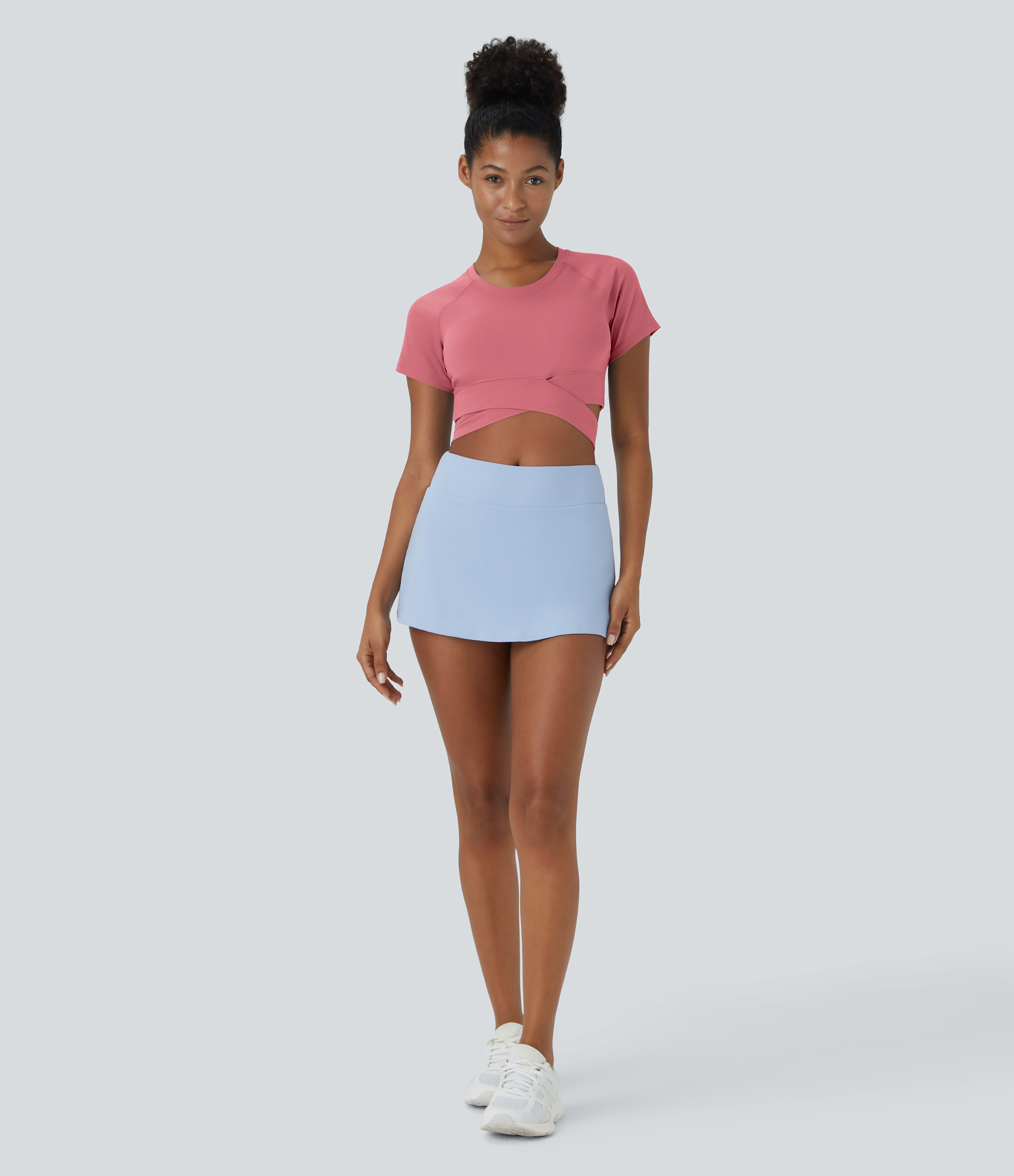 Halara Softlyzeroв„ў Plush Crossover Hem Cut Out Cropped Sports Top  - Begonia Rouge - XL 