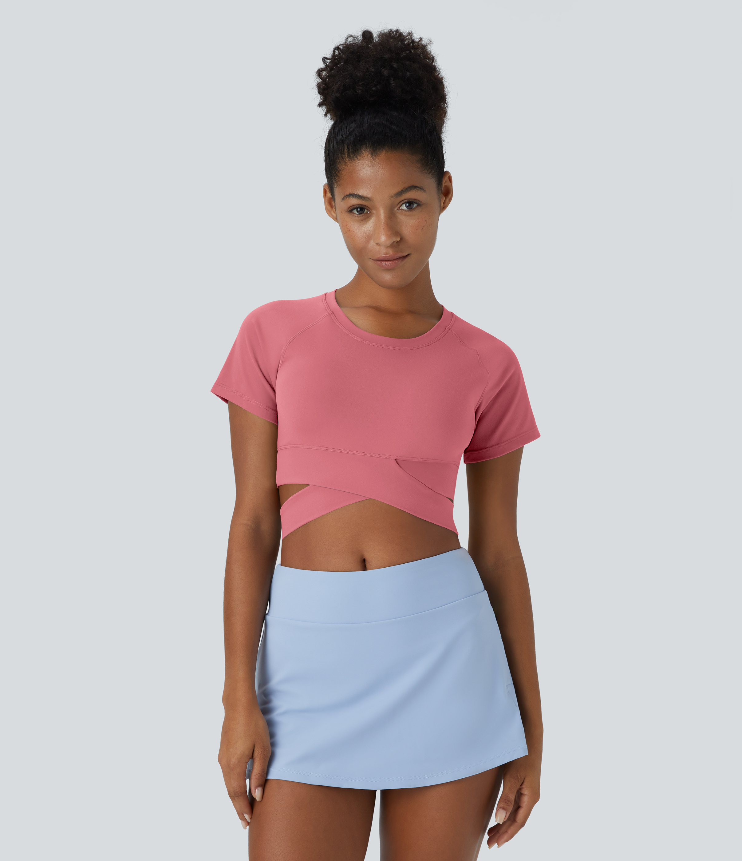 Halara Softlyzeroв„ў Plush Crossover Hem Cut Out Cropped Sports Top  - Begonia Rouge - XL 