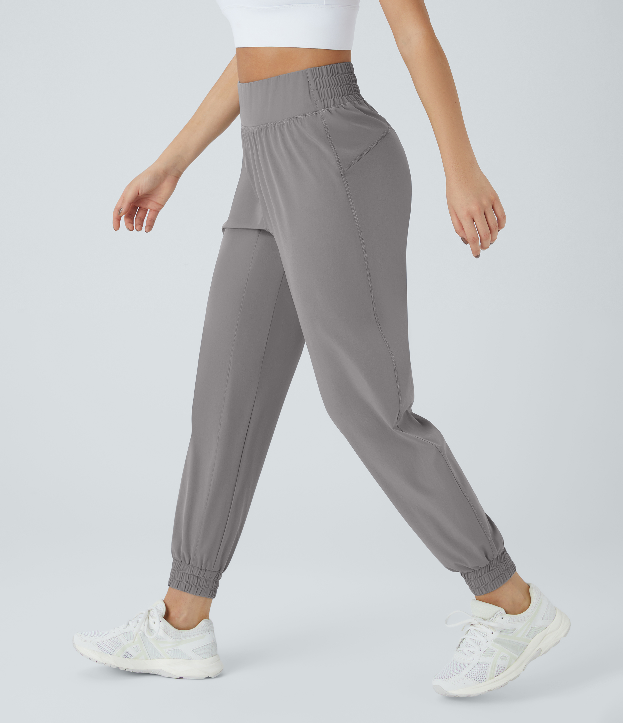 Halara High Waisted Elastic Waistband Hiking Joggers  - Mourning Dove - XL(regular) 