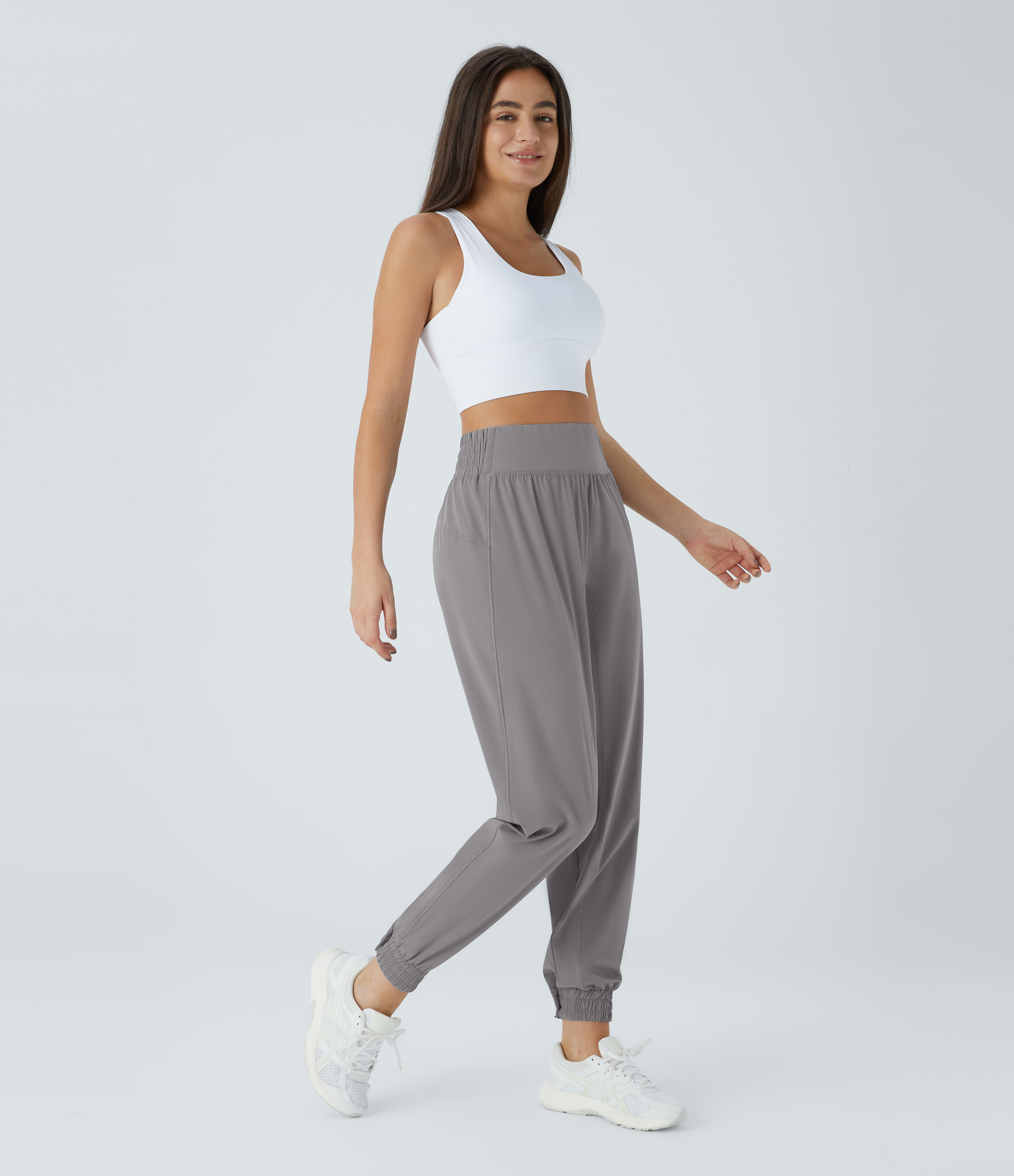 Halara High Waisted Elastic Waistband Hiking Joggers  - Mourning Dove - XL(regular) 