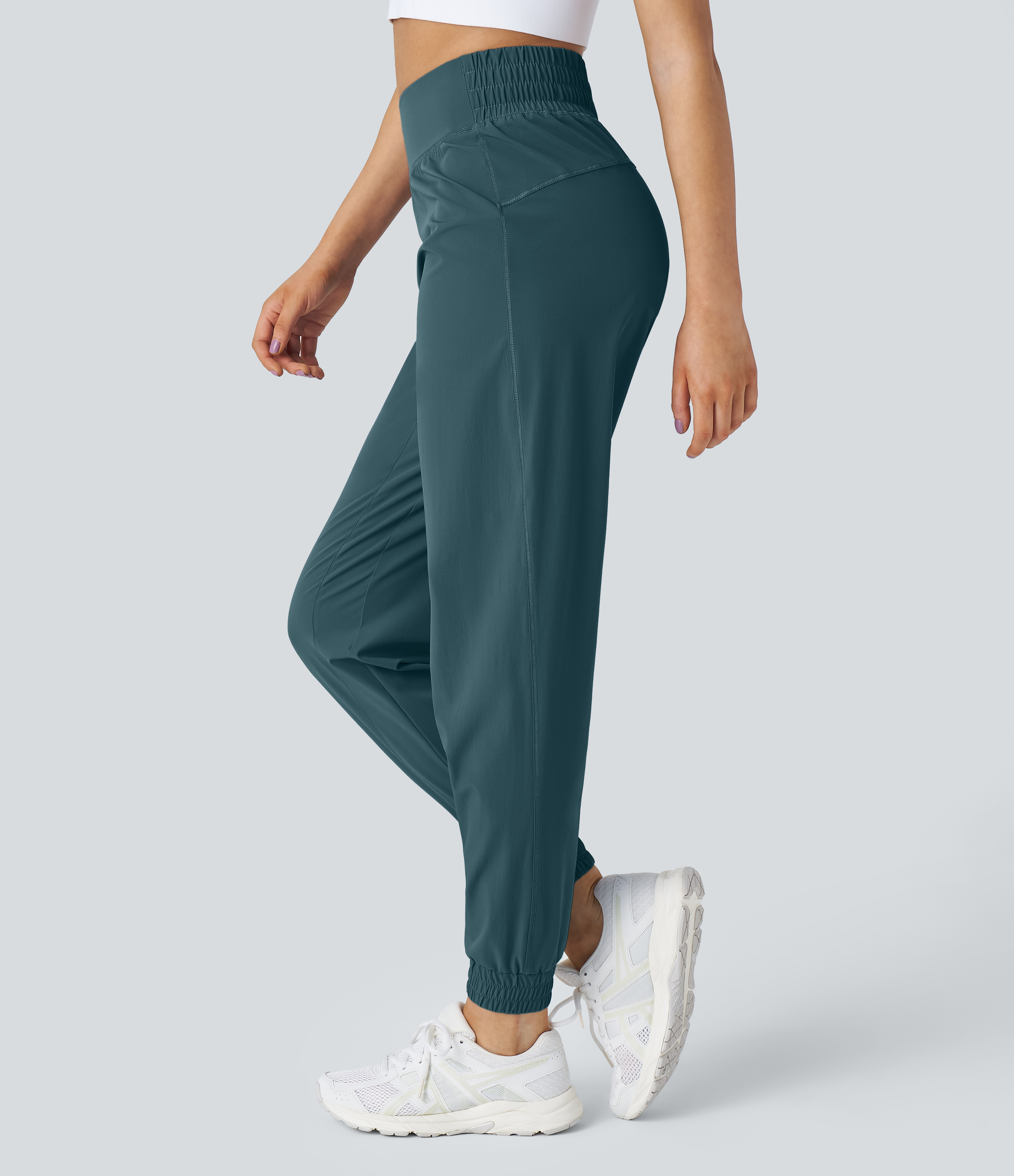 Halara High Waisted Elastic Waistband Casual Joggers  - Midnight Teal - XL(regular) 