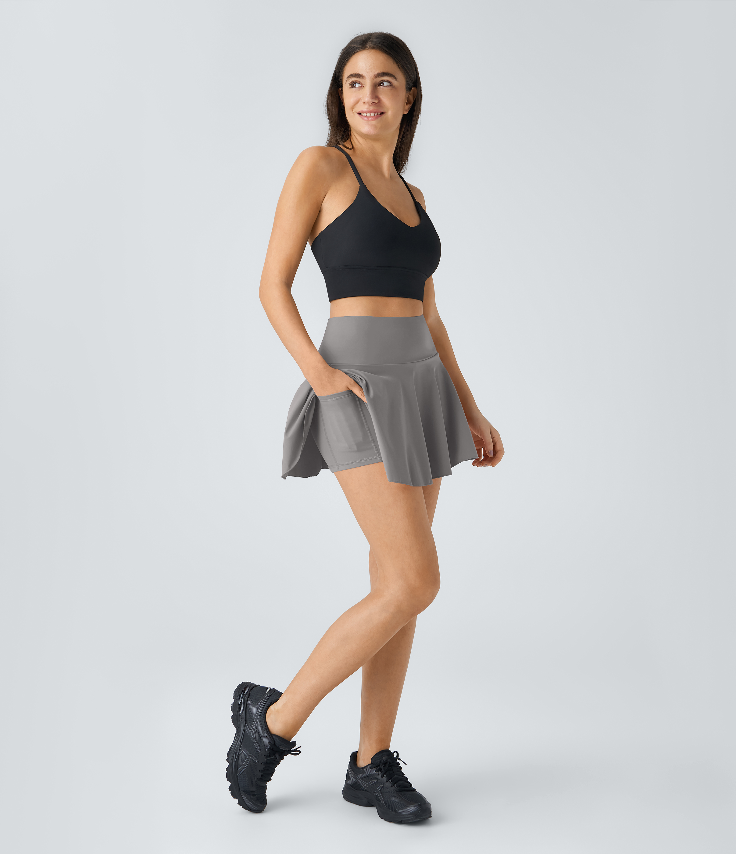 Halara Everyday Cloudfulв„ў Air Fabric 2-in-1 Cool Touch Tennis Skirt-Marvelous  - Steel Gray - XL midi skirt a line skirt golfing skirt 