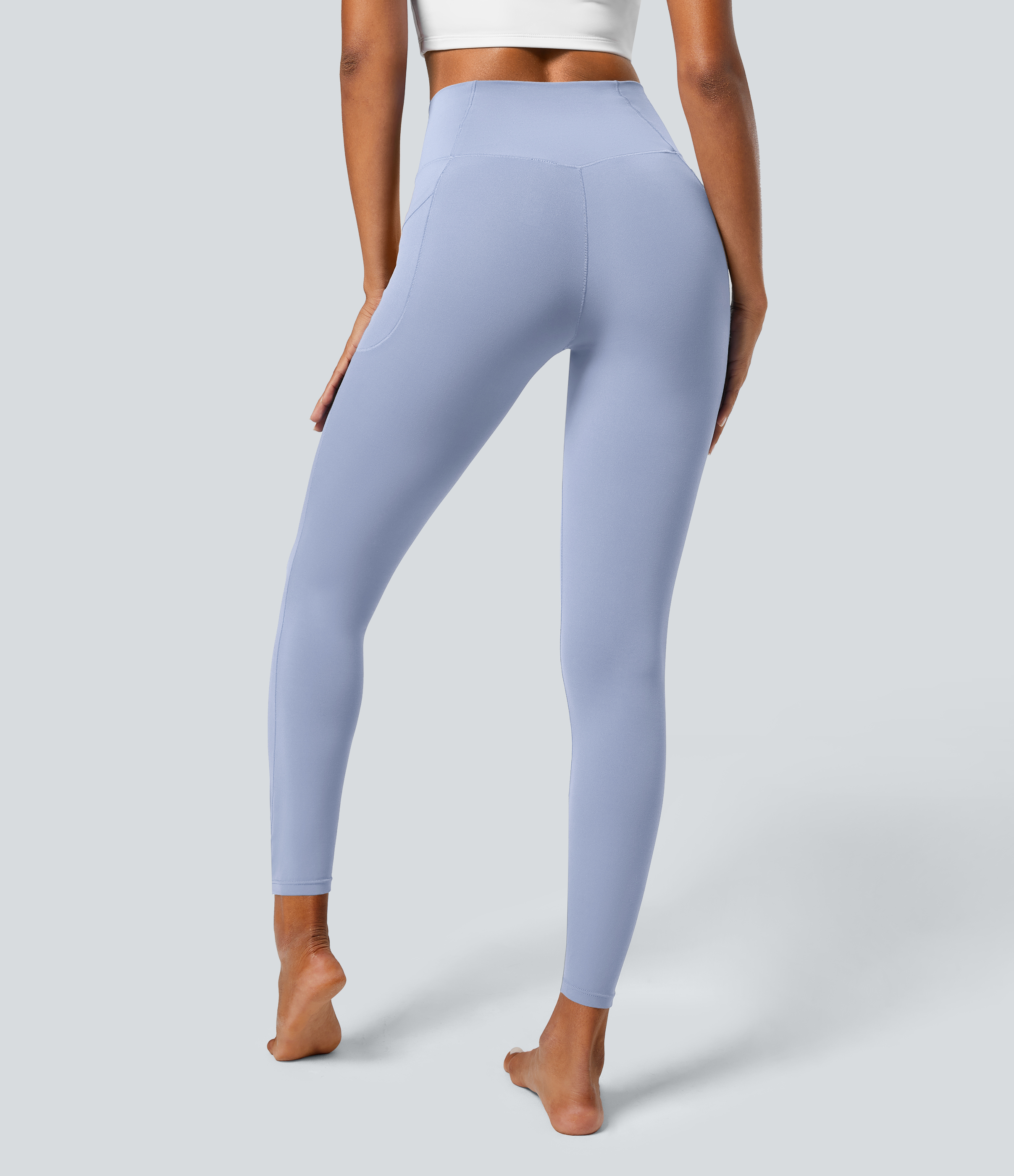 Halara Softlyzeroв„ў Crossover Pocket Plain Leggings-UPF50+  - Xenon Blue - XL(7/8) gym leggings leggings with pockets leggings with butt lift 