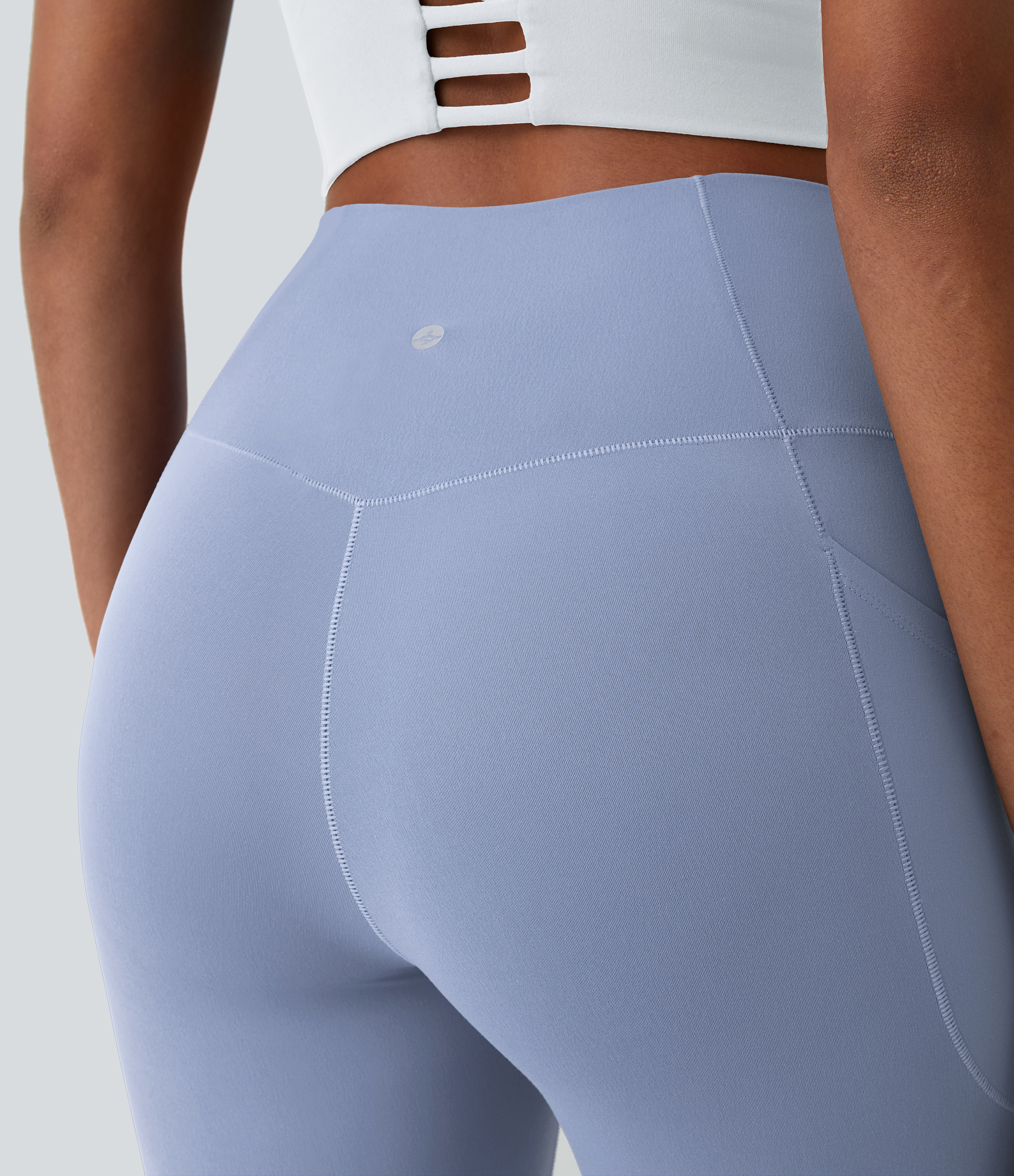 Halara Softlyzeroв„ў Crossover Pocket Plain Leggings-UPF50+  - Xenon Blue - XL(7/8) gym leggings leggings with pockets leggings with butt lift 