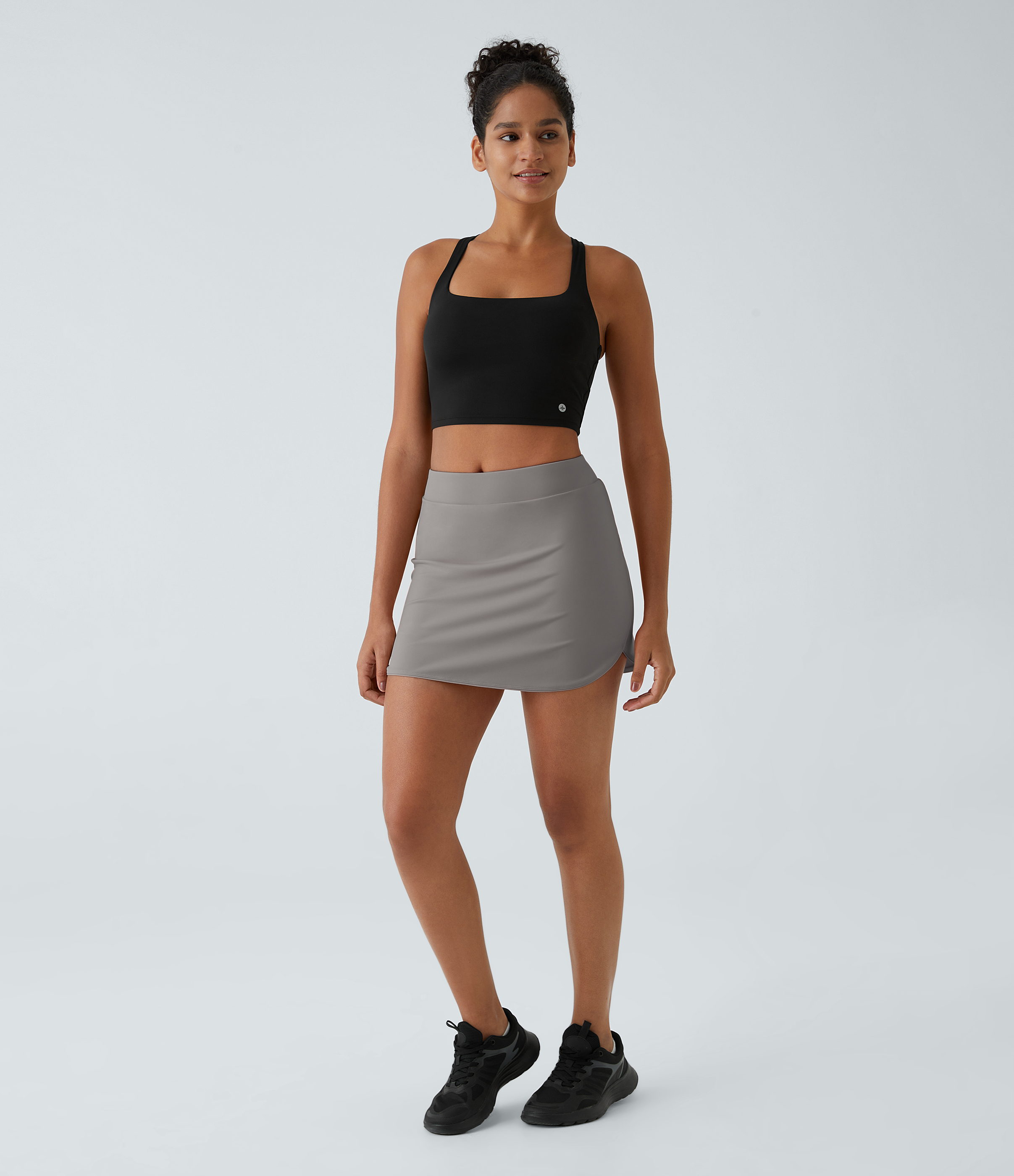 Halara Everyday High Waisted Side Pocket 2-in-1 Micro Mini Golf Skirt-Clarity  - Steeple Gray - L midi skirt a line skirt golfing skirt 