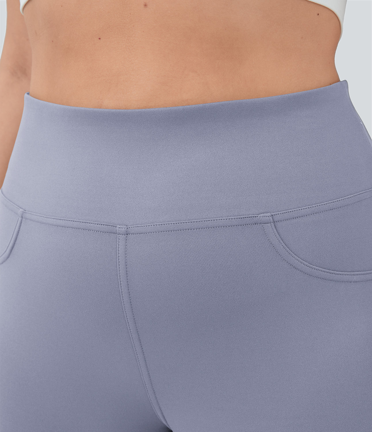 Halara High Waisted Back Pocket Flare Yoga Plus Size Leggings  - Icelandic Blue - 1X(regular) 