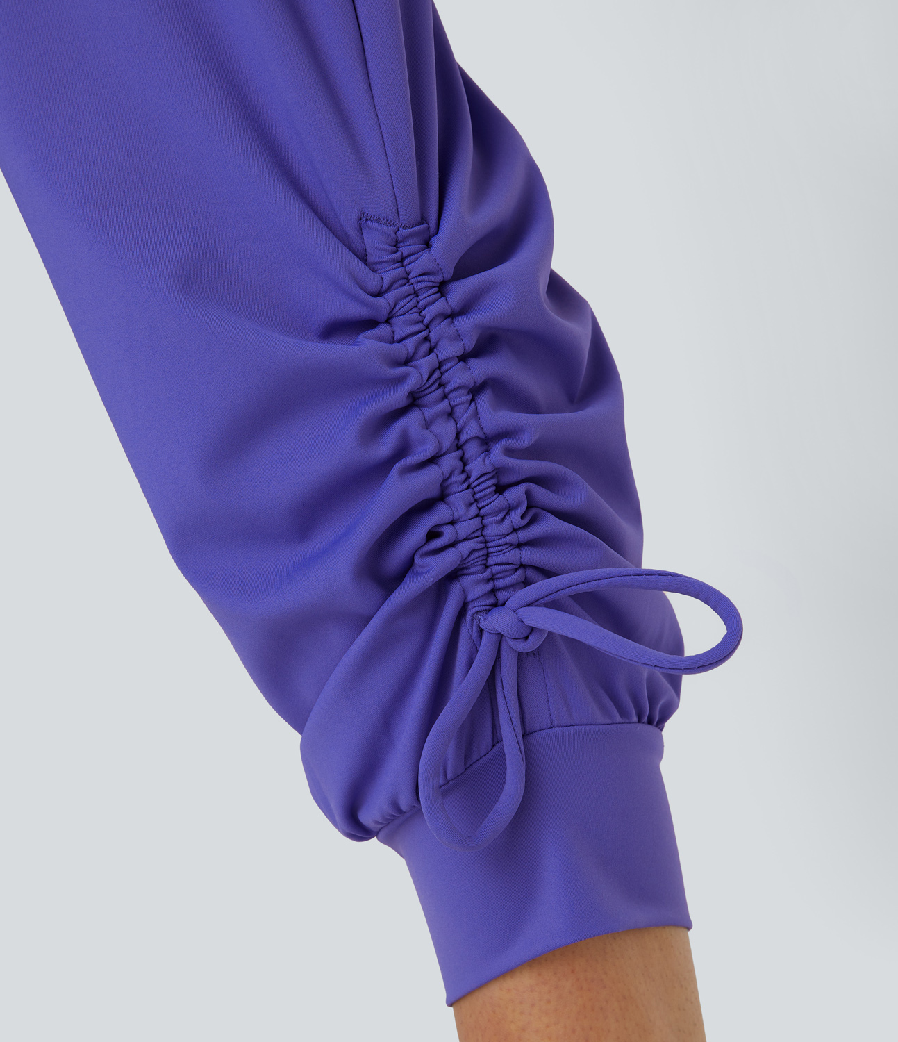 Halara High Waisted Drawstring Plicated Side Pocket Ankle Length Tapered Casual Joggers  - Misty Lavender - M(petite) 
