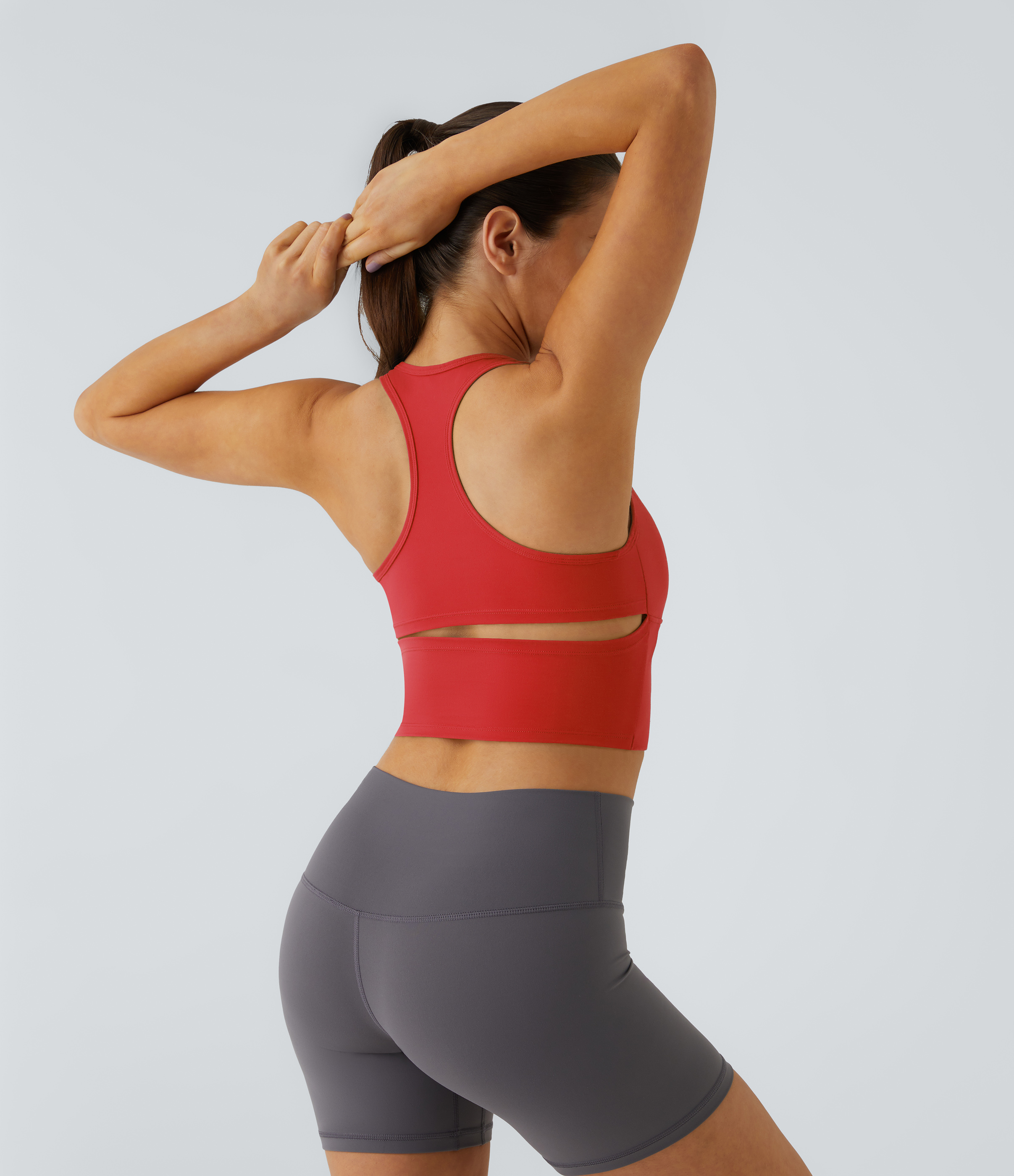 Halara In My Feels Cloudfulв„ў Fabric U Neck Backless Racerback Cut Out Cropped Yoga Tank Top Tank Top - Poinsettia - S golf tops halter top 