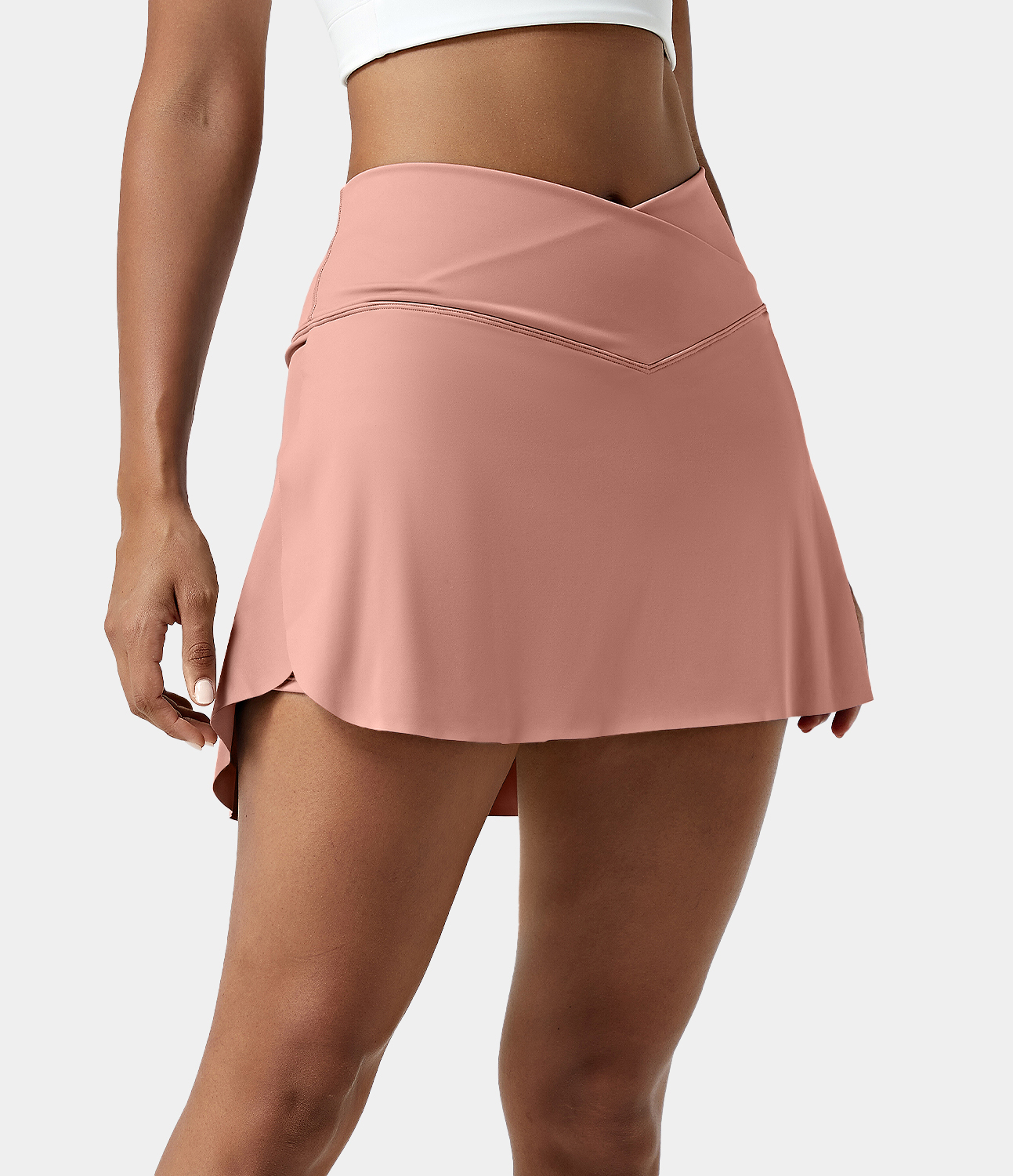 Halara Everyday Cloudfulв„ў Air Crossover 2-in-1 Side Pocket Tennis Skirt-Lucid  - Candlelight Peach - S midi skirt a line skirt golfing skirt 