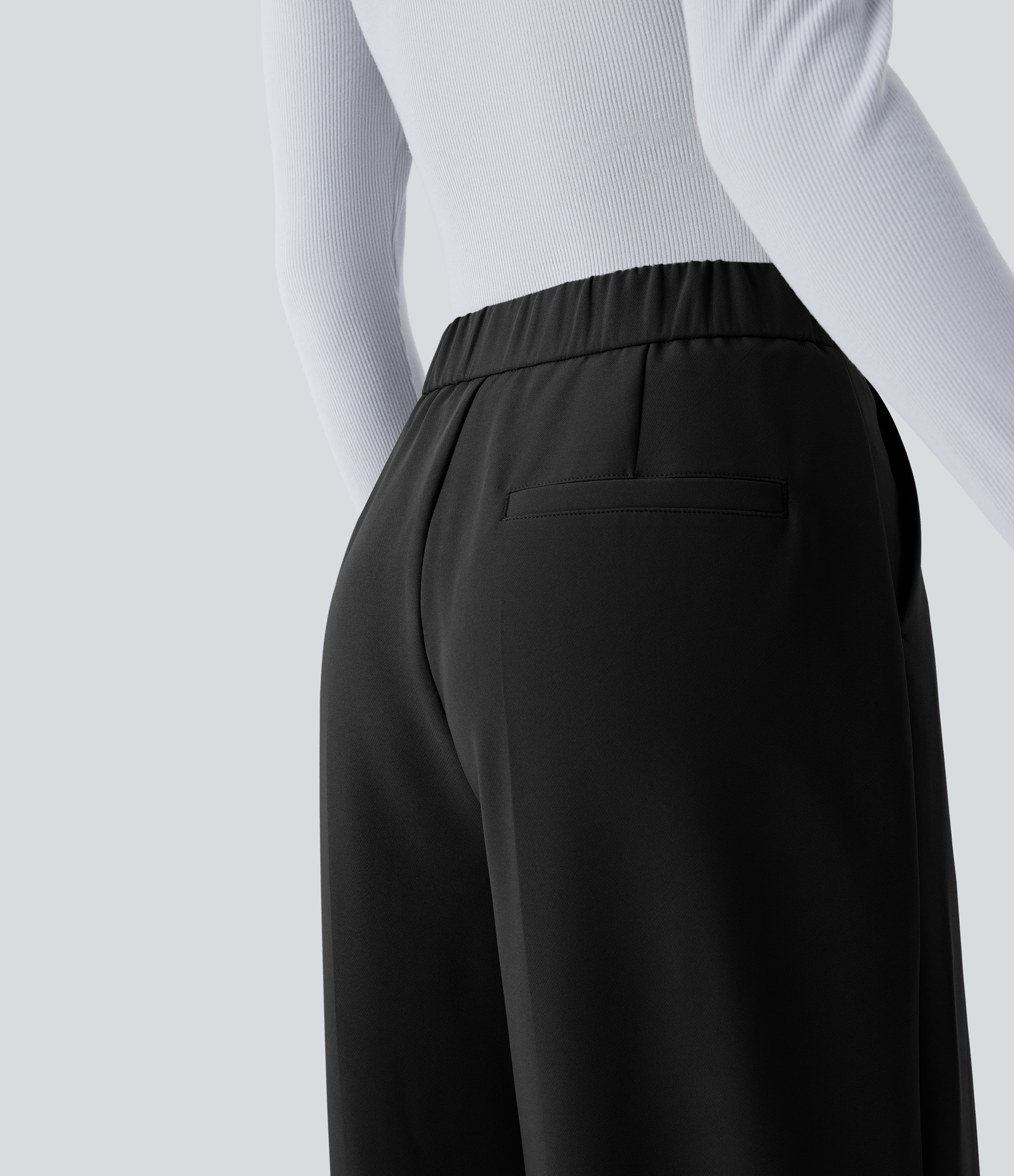 Halara Water Repellent Mid High Waisted Zipper Side Pocket Straight Leg Work Pants  - Black - XS(regular) sweatpants jogger pants 