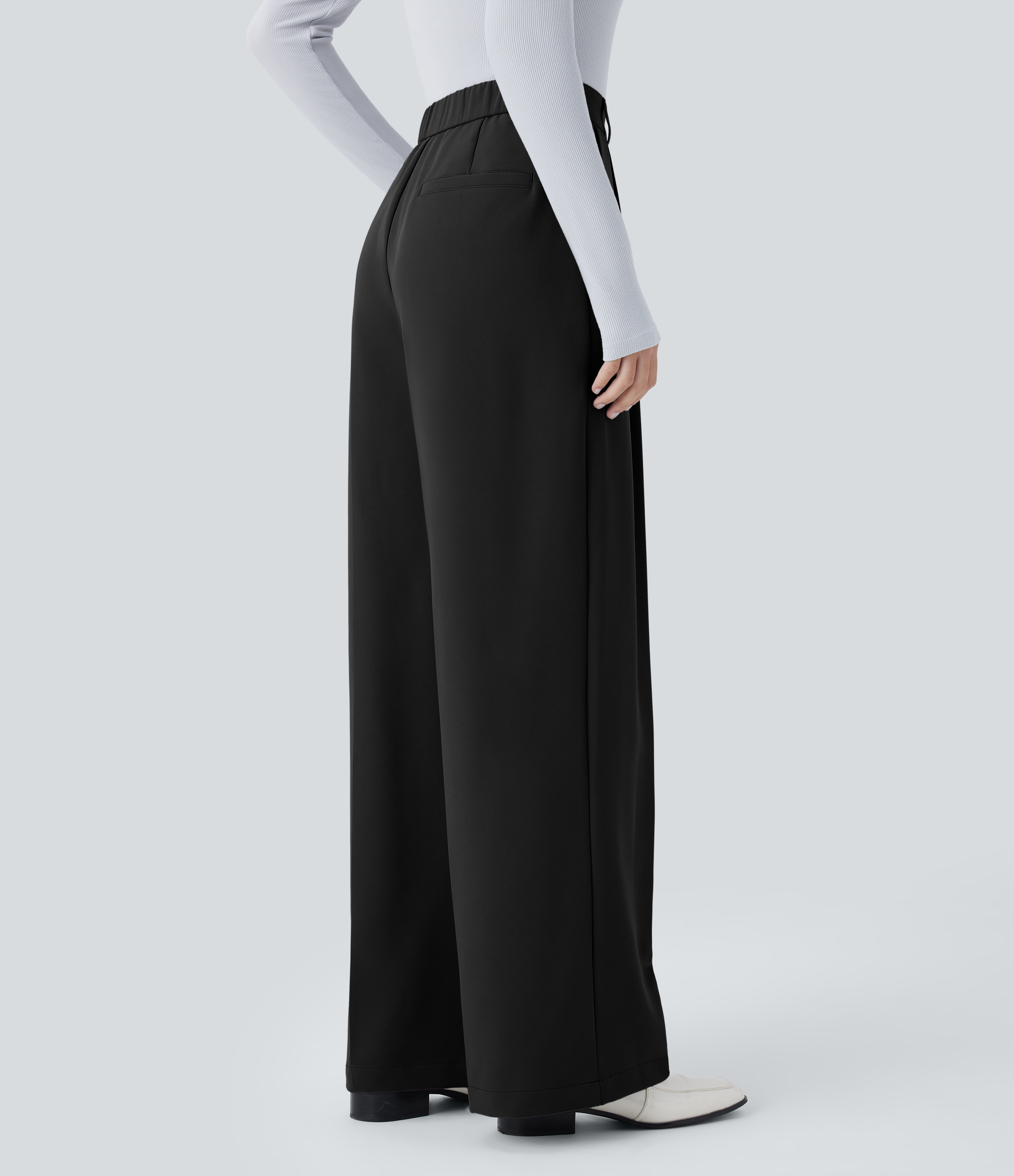 Halara Water Repellent Mid High Waisted Zipper Side Pocket Straight Leg Work Pants  - Black - XS(regular) sweatpants jogger pants 