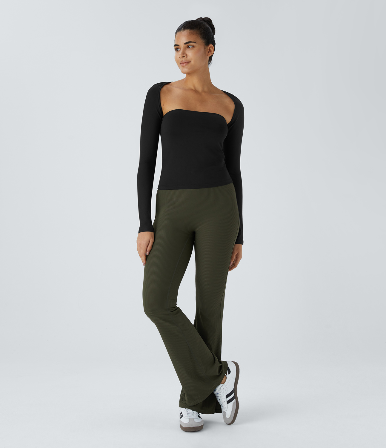 Halara Long Sleeve 2-Piece Shrug Tube Top Tank Top - Black - M golf tops halter top tunic tops sleeveless tops backless top 