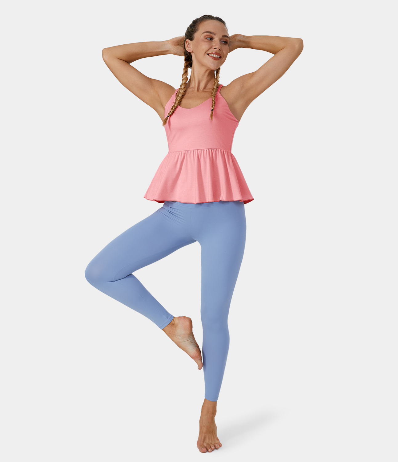 Halara Backless Crisscross Plicated Hem Barre Ballet Dance Tank Top Tank Top - Pale Rosette - XL golf tops halter top tunic tops 