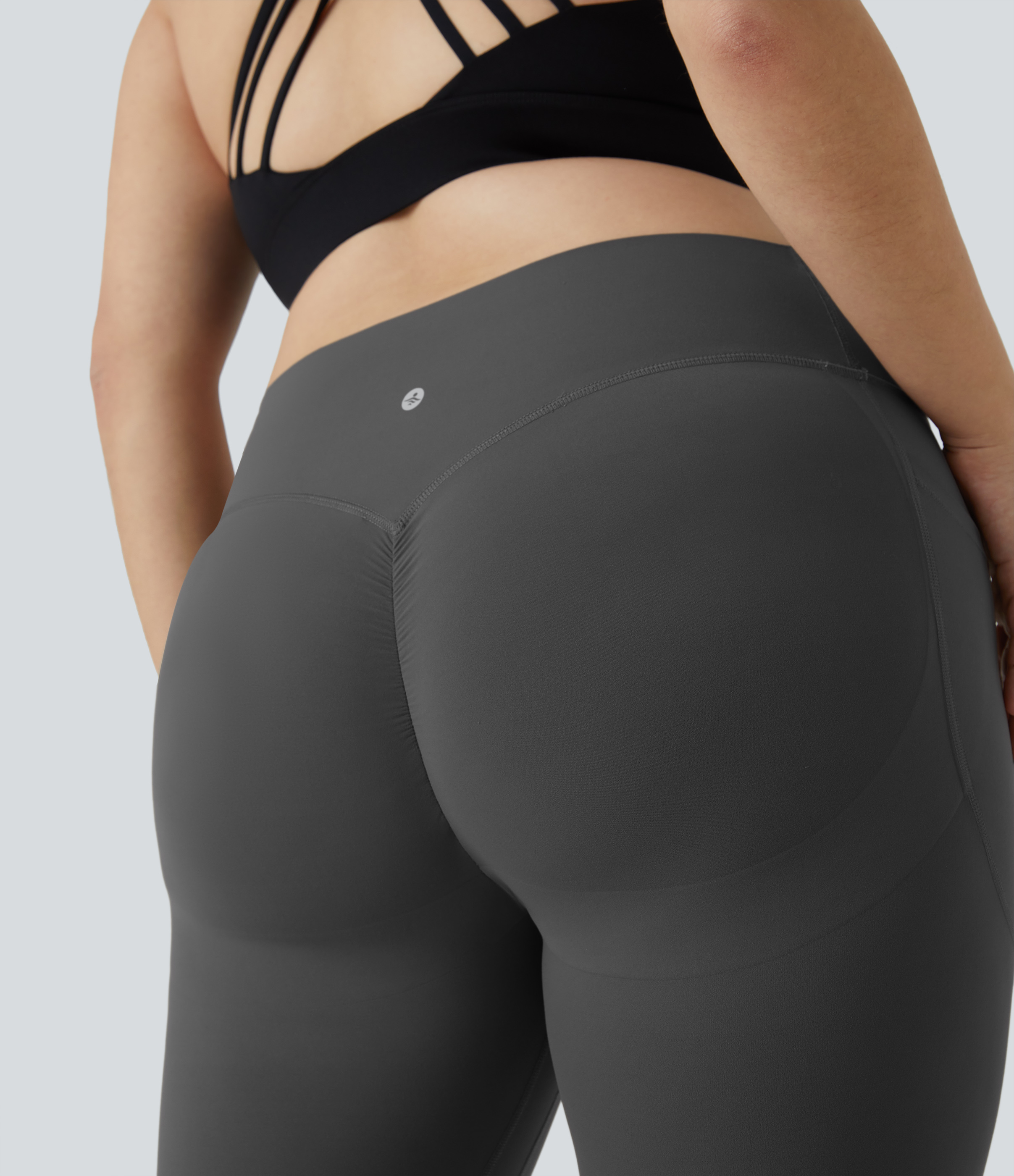 Halara SoCinched High Waisted Butt Lifting Tummy Control Side Pocket Shaping Training UltraSculpt Plus Size Leggings  - Volcanic Ash - 1X(7/8) 